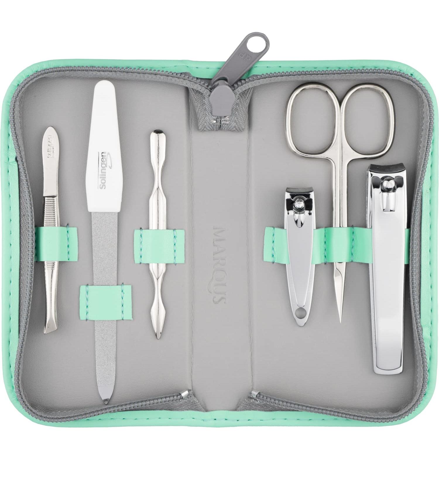 Premium Solingen Manicure Set - 6-Piece Nail Kit in Stylish Art Leather Case - Precision Polished Steel for Men & Women - Buy Online on SooperMarket.com