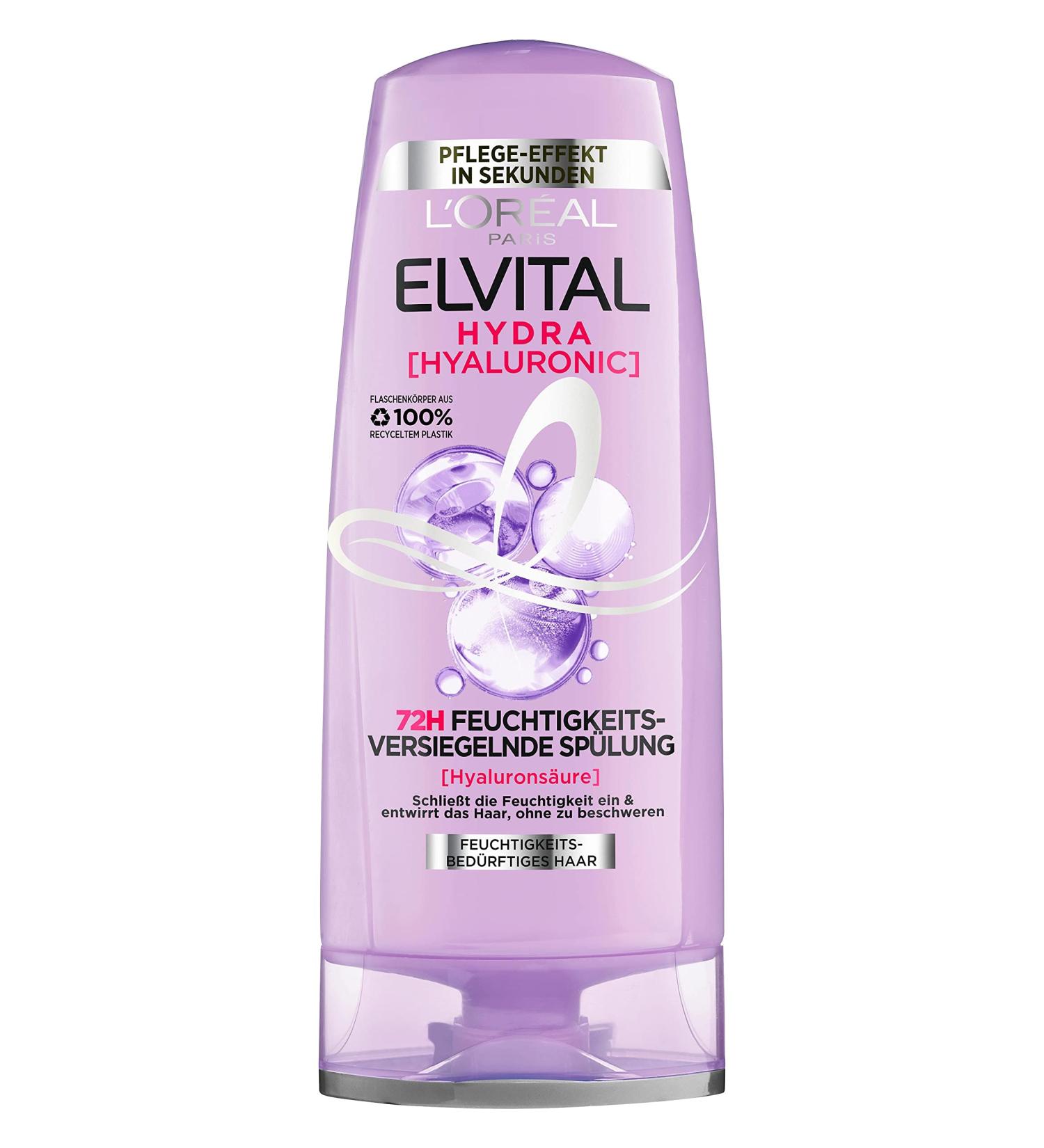L'Or al Paris Elvital Moisturizing Rinse Conditioner 250ml | Shiny Hair & Hydration with Hyaluronic Acid - Buy Online on SooperMarket.com