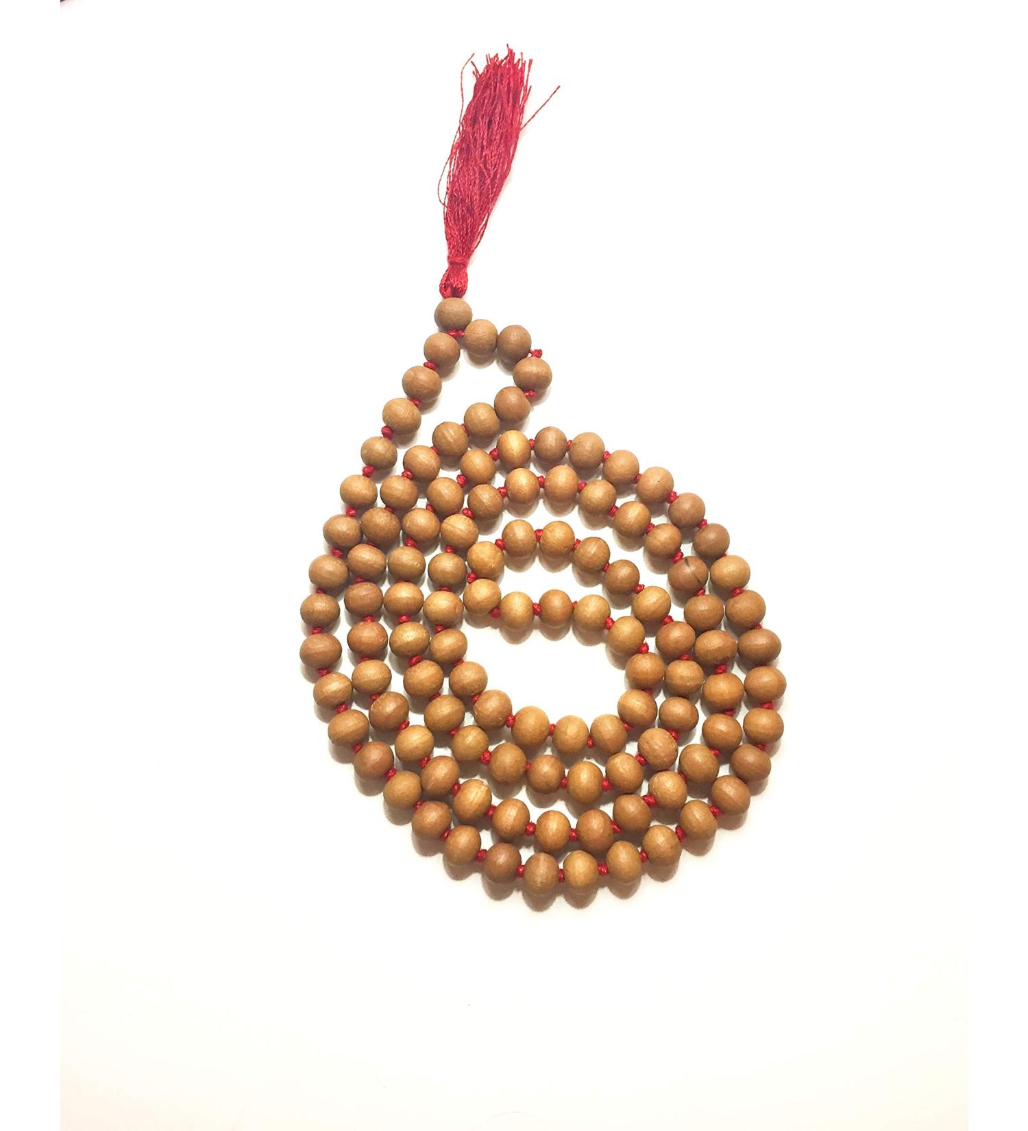 CMEI Sandalwood 108+1 8mm Tibetan Mala Necklace with Red Tassel for Meditation and Yoga - Buy Online on SooperMarket.com