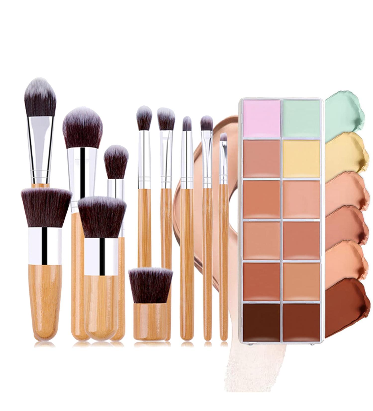 Joyeee 12 Colors Cream Conceal and Correct Concealer Palette Camouflage Makeup Contouring Foundation Kit with 11pcs Bamboo Brushes Makeup Brushes 1.00 g (Pack of 1) D - Buy Online on SooperMarket.com