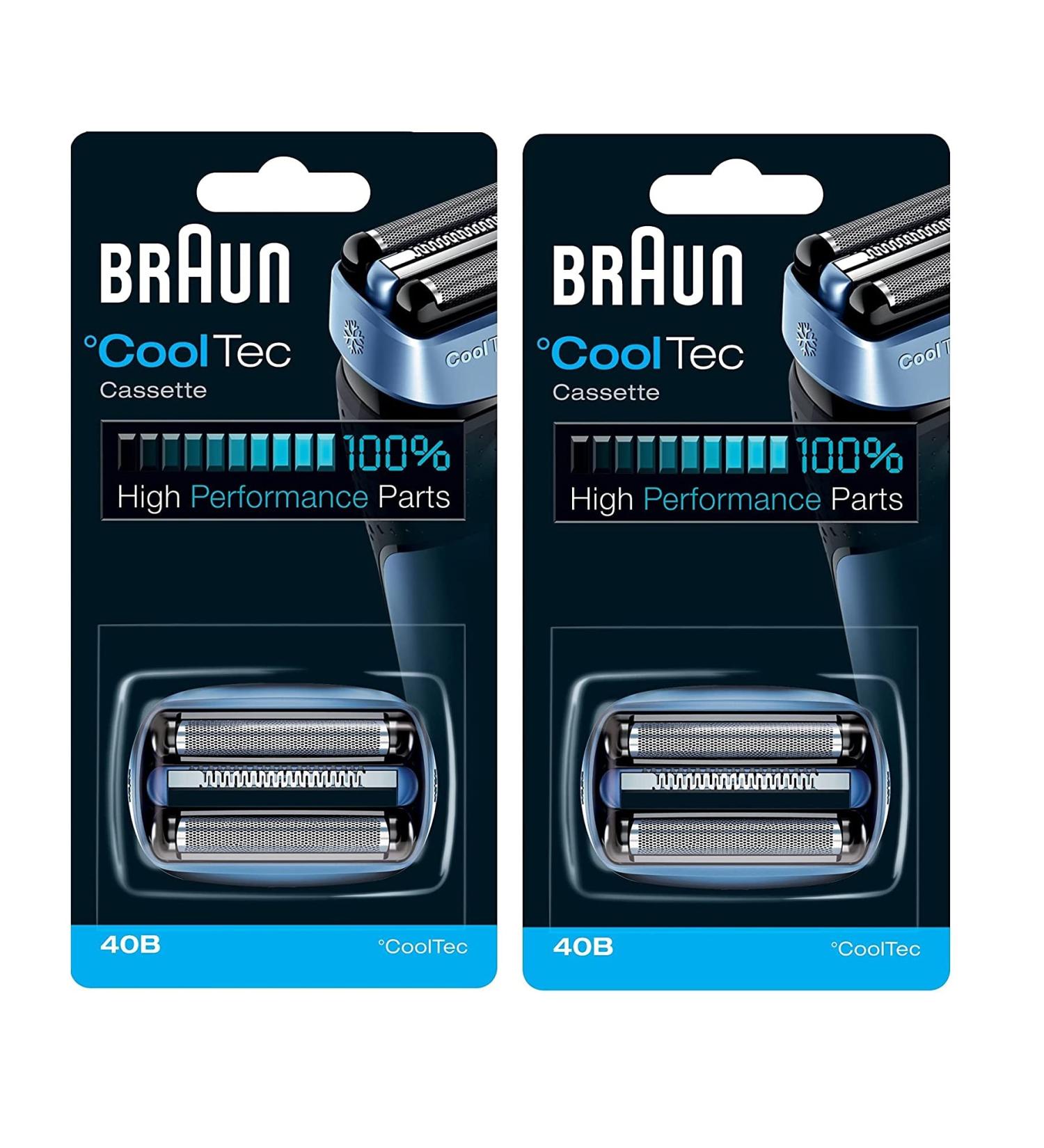 Braun 40B Men's Electric Shaver Cooltec Foil & Cutter Set Replacement Head Cassette - 2 Count | International Shipping Available - Buy Online on SooperMarket.com