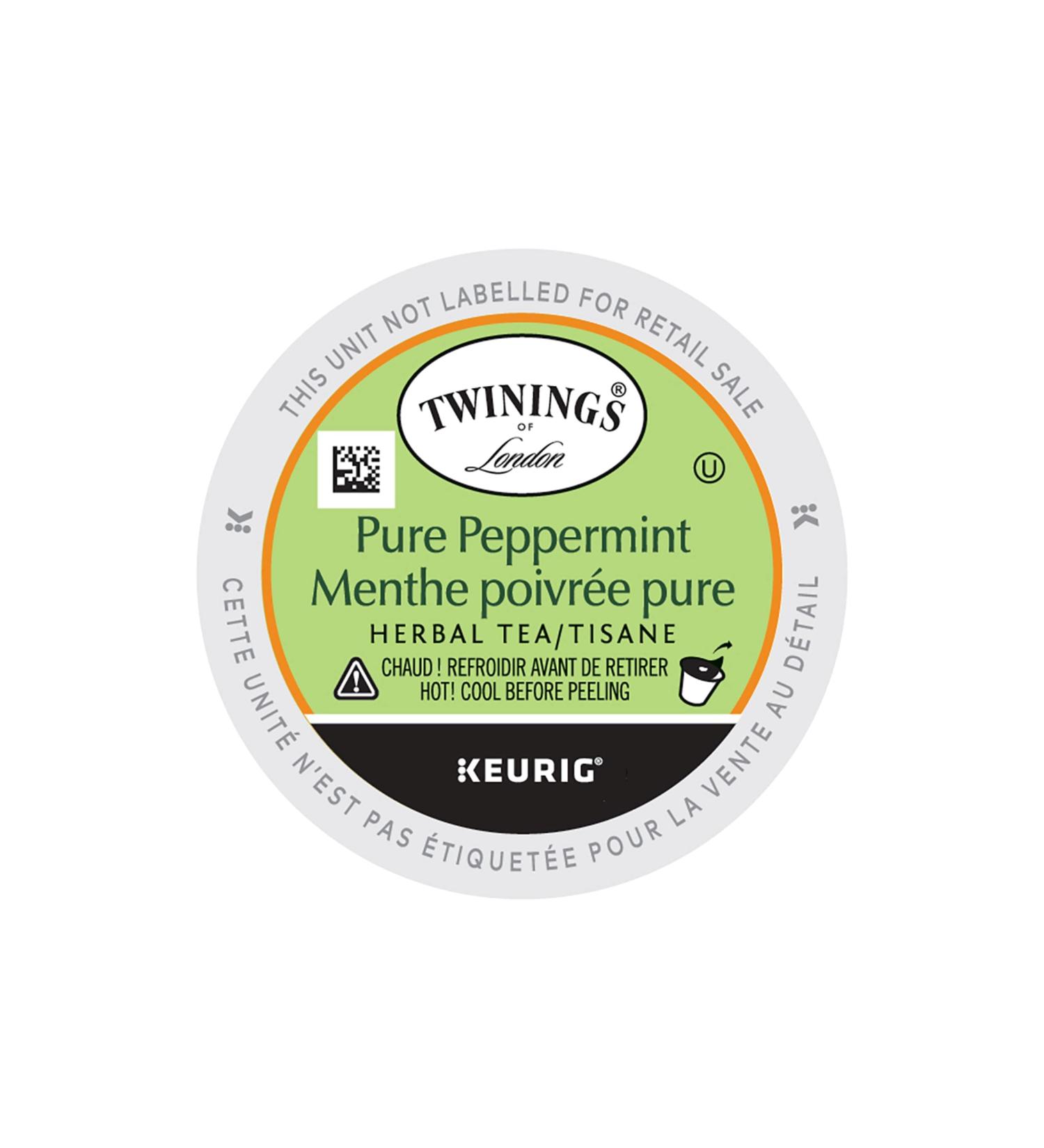 Twinings of London Pure Peppermint Tea K-Cups for Keurig | Naturally Caffeine-Free | Made with 100% Pure Peppermint | 24 Count (Pack of 4) | Enjoy Hot or Iced Peppermint 24 Count (Pack of 4) - Buy Online on SooperMarket.com