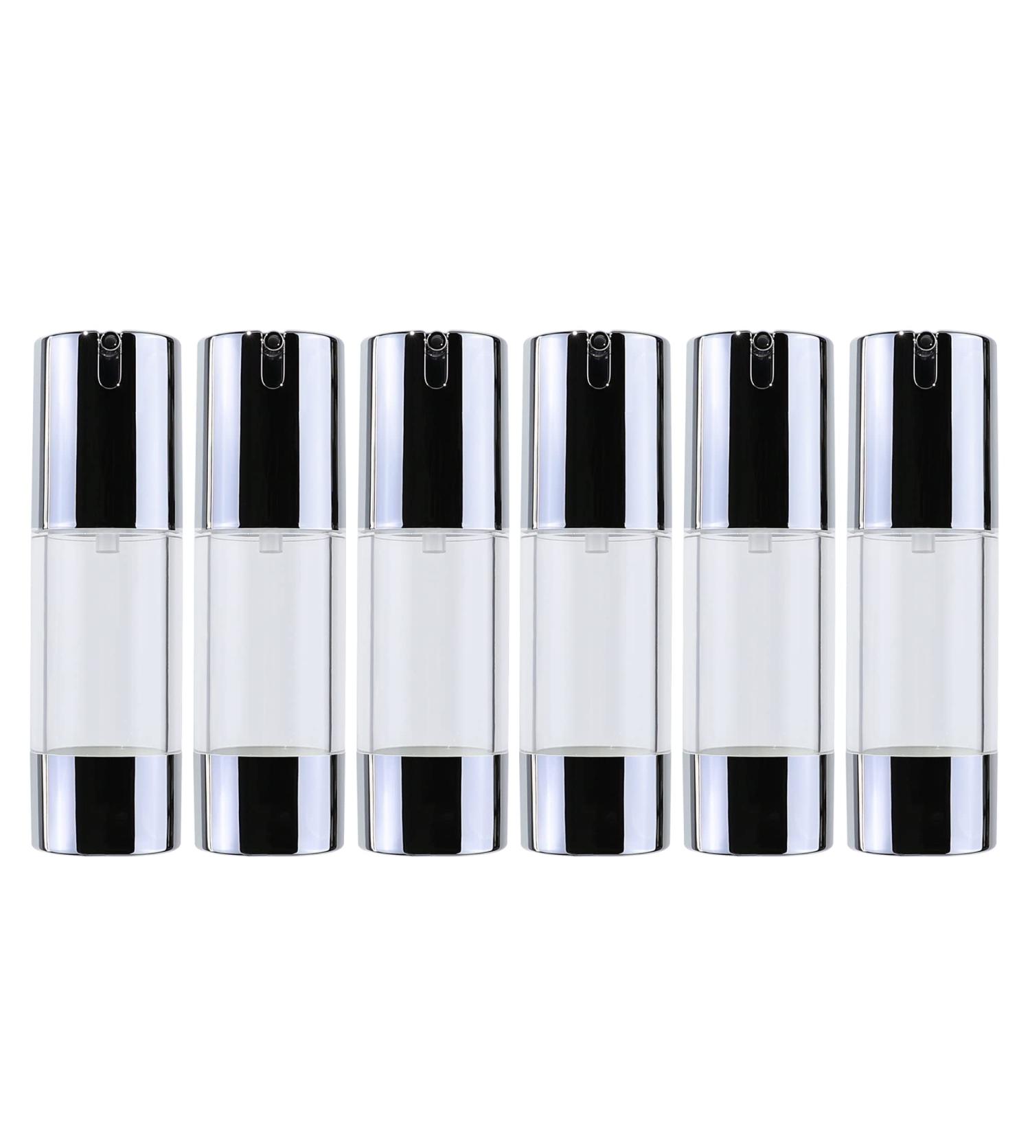 Longway Silver Airless Cosmetic Cream Pump Bottle Travel Size 1oz/30ml (Pack of 6) - Refillable Containers - Buy Online on SooperMarket.com