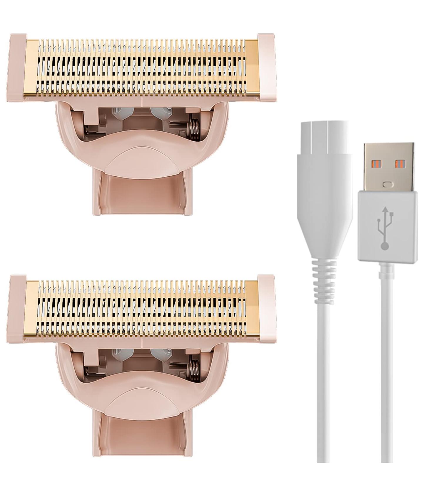 Flawless Nu Razor Pink Replacement Heads - Compatible with Finishing Touch, Rose Gold Body, 2 Blades + 1 Charger Cord - Buy Online on SooperMarket.com