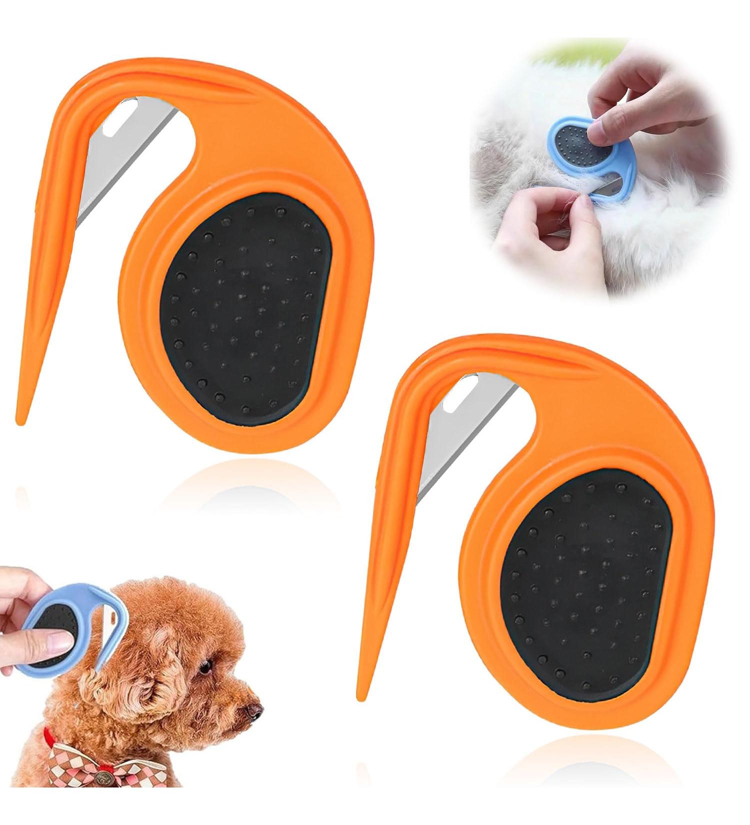 Yeahboom 2 Pet Knotting Comb - Steel Blade De-Filter Knife for Cats & Dogs | Perfect for Removing Tangles - Orange - Buy Online on SooperMarket.com