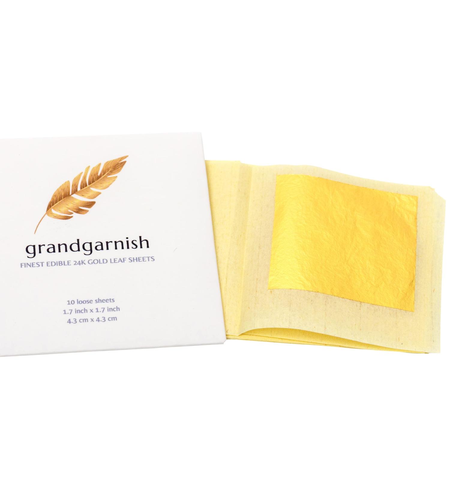 grandgarnish 24K Edible Gold Leaf Sheets -1.7 inch Small 10 Pc - Food Grade Real Gold Foil Leaves for Baking Cake  Cooking  Face Mask  Makeup  Arts and Crafts - Buy Online on SooperMarket.com