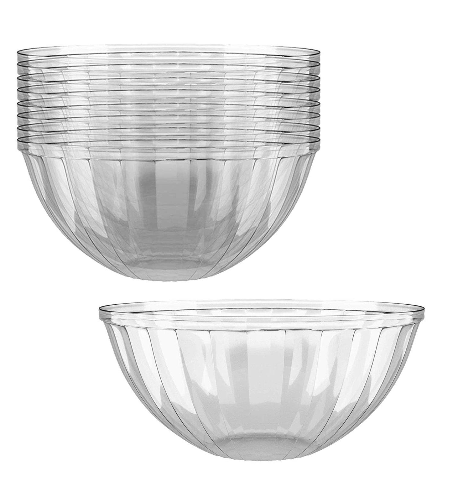 Clear Plastic Serving Bowls 150 Oz. 4 Pack - Round Disposable Bowls | Punch Bowl, Party, Chip & Candy Bowls | Large Salad Bowl Dish - Ideal for Salads, Parties, and Food Serving - Buy Online on SooperMarket.com