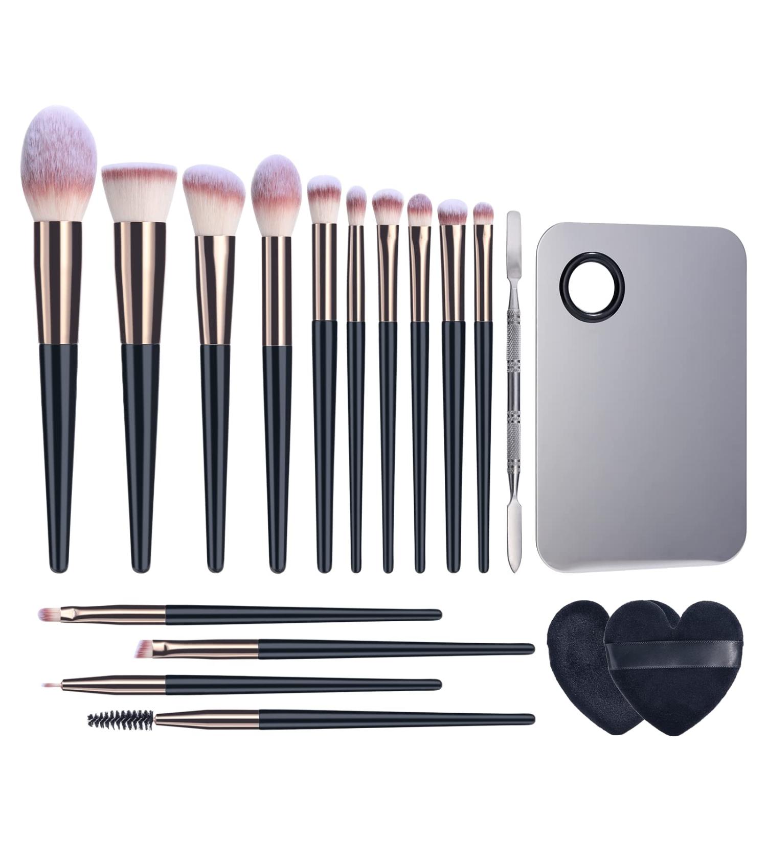 BS-MALL 18 Pcs Makeup Brushes Set with Palette, Powder Puff - Premium Synthetic Brushes for Foundation, Concealers, Eye Shadows - Buy Online on SooperMarket.com