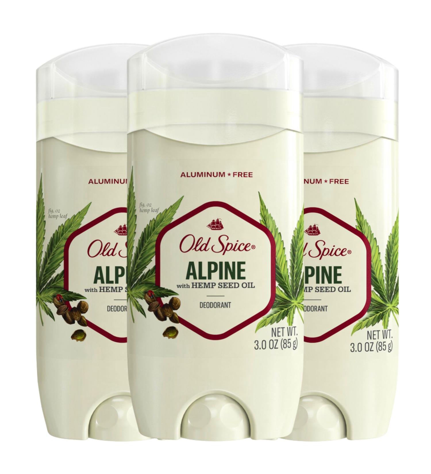 Old Spice Men's Deodorant Aluminum-Free Alpine with Hemp Oil 3. oz (Pack of 3) Alpine 3 Ounce (Pack of 3) - Buy Online on SooperMarket.com