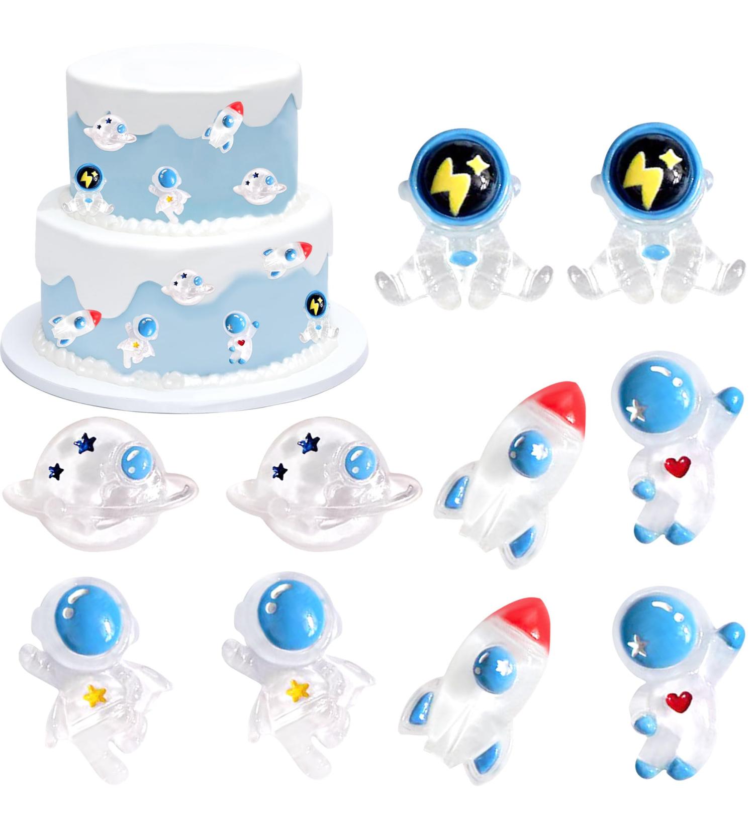 Cyodoos 25Pcs Outer Space Cupcake Toppers Space Astronaut Cupcake Picks Rocket Planet Trip to the Outer Space Themed Kids Children Party Supplies Blue - Buy Online on SooperMarket.com
