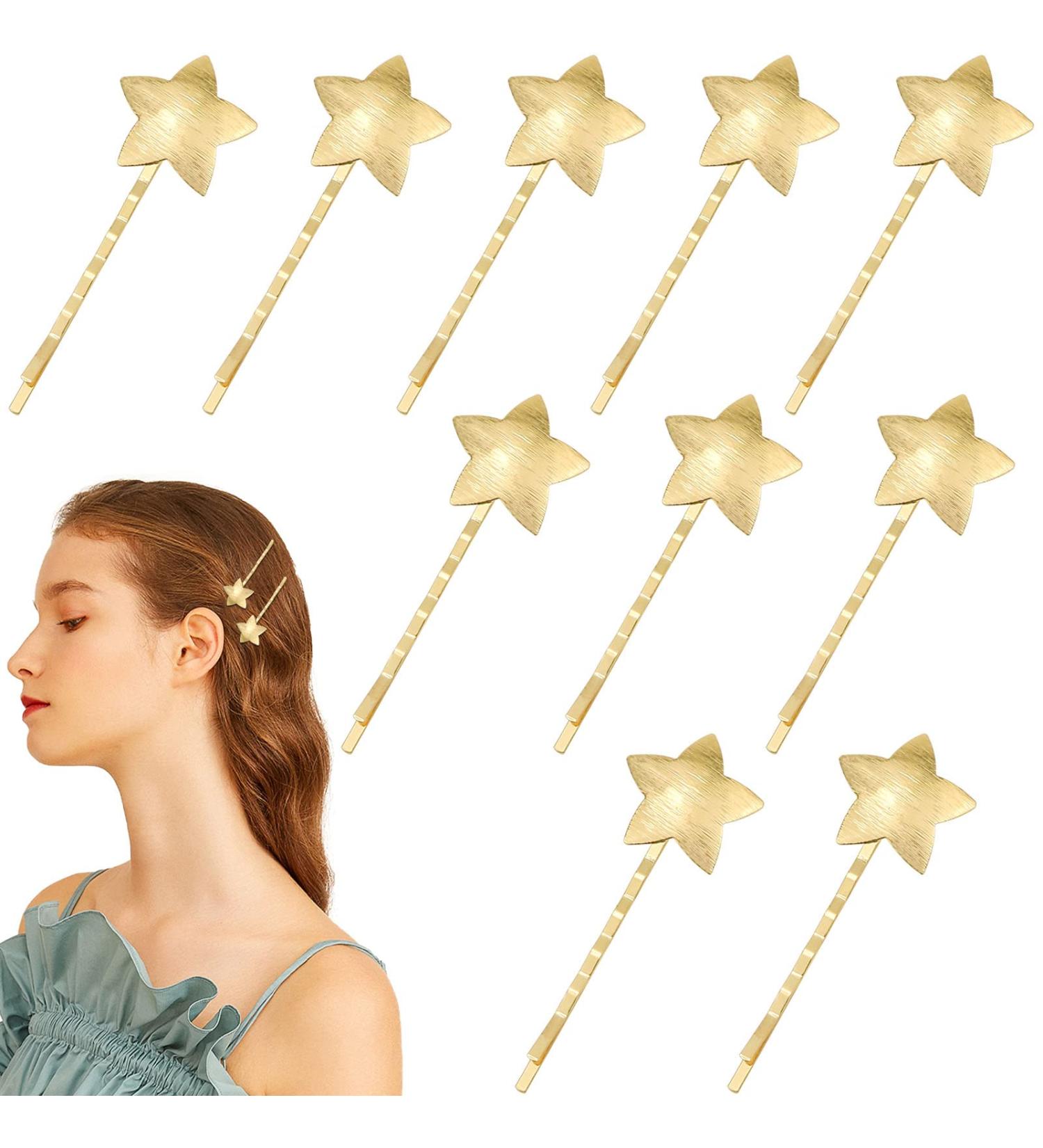 10 Pcs Star Hair Clips Wedding Bobby Pins - Non-Slip Metal Barrettes for Women and Girls - Buy Online on SooperMarket.com