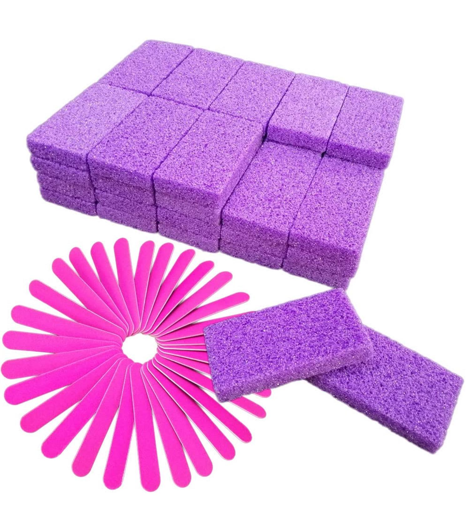 70-Piece Pedicure Exfoliator Kit: Disposable Pumice Stone, Sponge Scrubber, Callus Remover, Nail Files - Purple - Buy Online on SooperMarket.com
