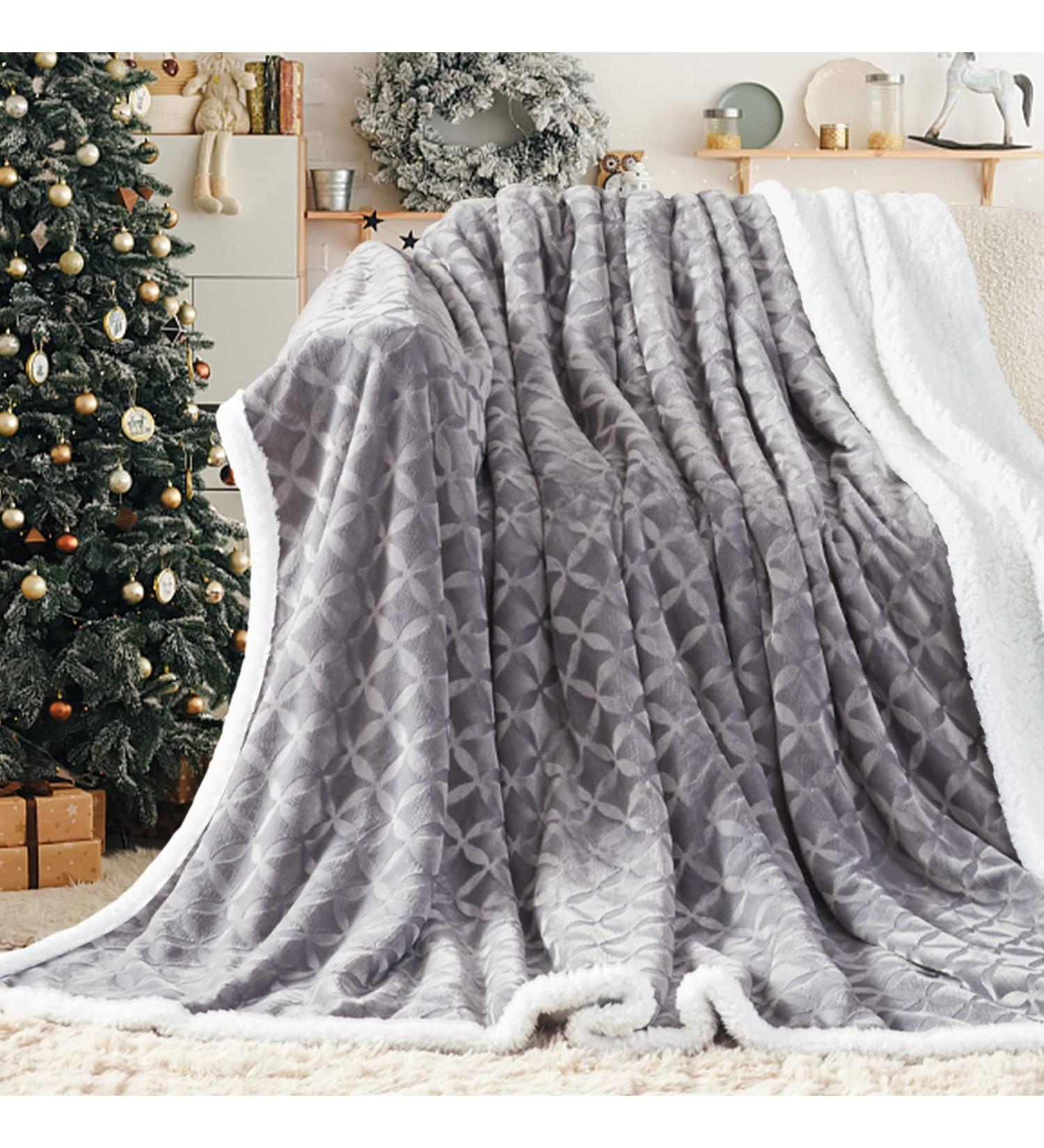 Inhand Sherpa Throw Blanket Twin Size 65x90 Grey - Cozy & Reversible Fleece Blanket for Couch Sofa Bed - Soft & Plush Lap Blanket - Buy Online on SooperMarket.com
