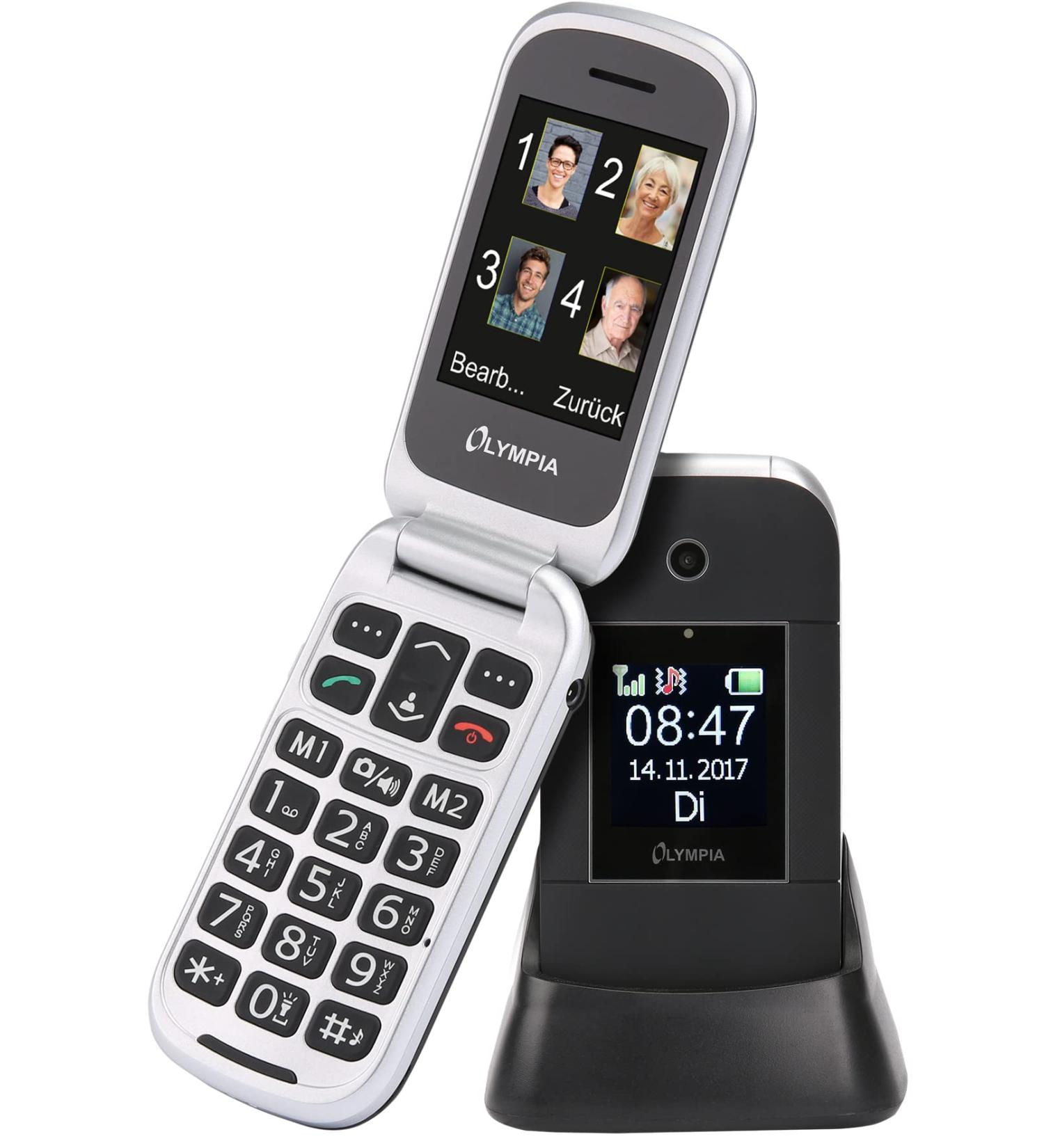 Olympia Janus Senior Flip Phone - No Contract Large Buttons 2.4 Color Display Black - Ideal Mobile for Seniors - Buy Online on SooperMarket.com