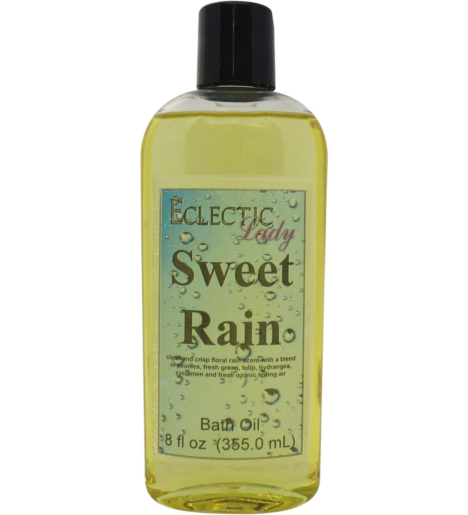 Sweet Rain Bath Oil by Eclectic Lady - Nourishing Scented Bath & Body Oil for Dry Skin - Relaxing Moisturizing Shower Oil (8 oz) - Ideal for Sensitive Skin - Buy Online on SooperMarket.com