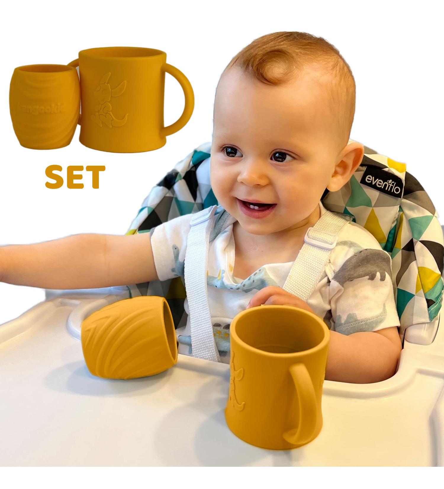 Kangookid Open Cup Set for Baby | 2 Handled Silicone Cups for Toddlers | Baby Led Weaning & Independent Drinking | Yellow | 6+ months - Buy Online on SooperMarket.com
