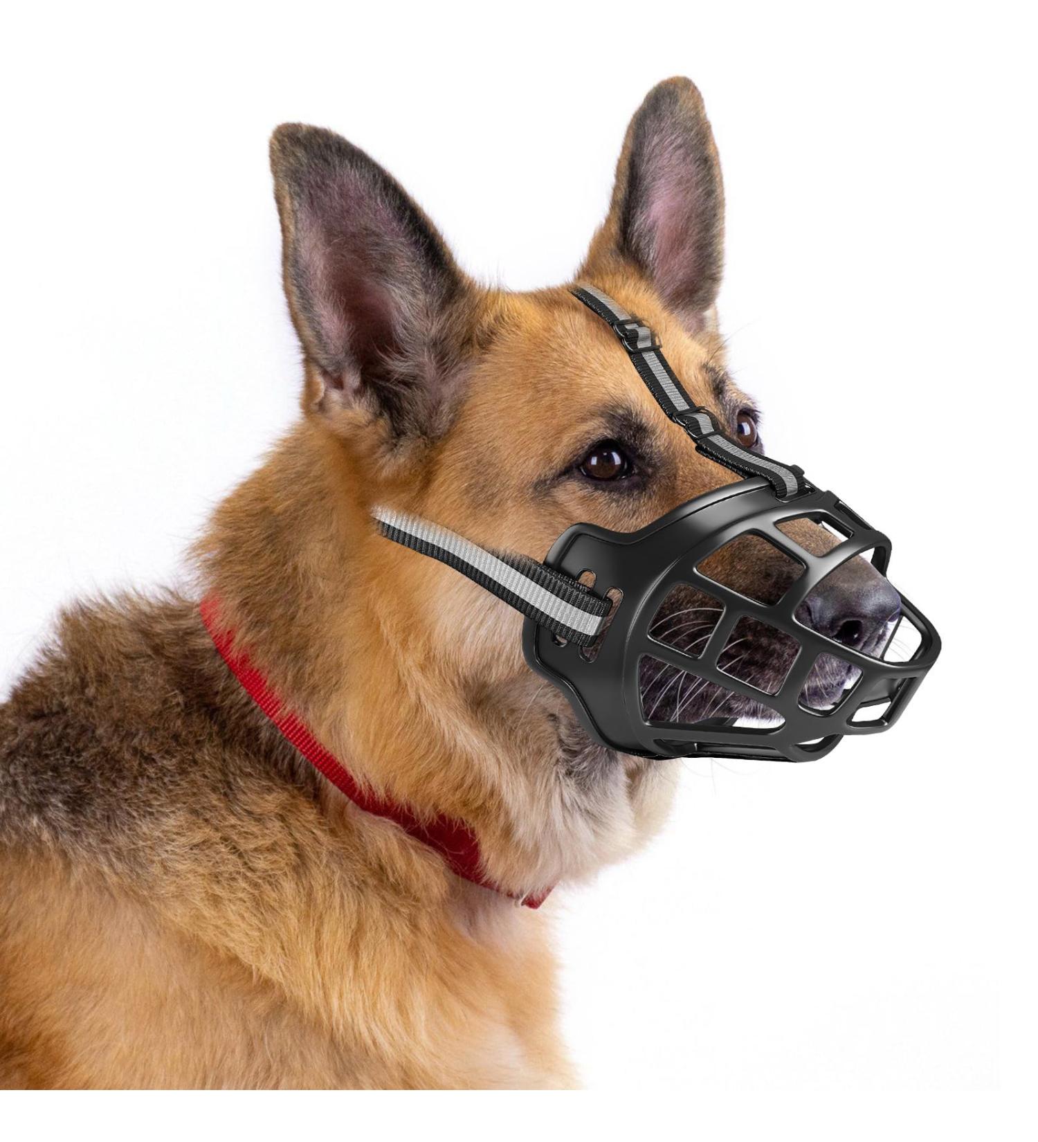 Breathable Basket Muzzle for Large Dogs | Adjustable Comfortable & Secure | Prevent Barks Biting & Chewing (35-39 cm Up to 60 lbs) - Buy Online on SooperMarket.com