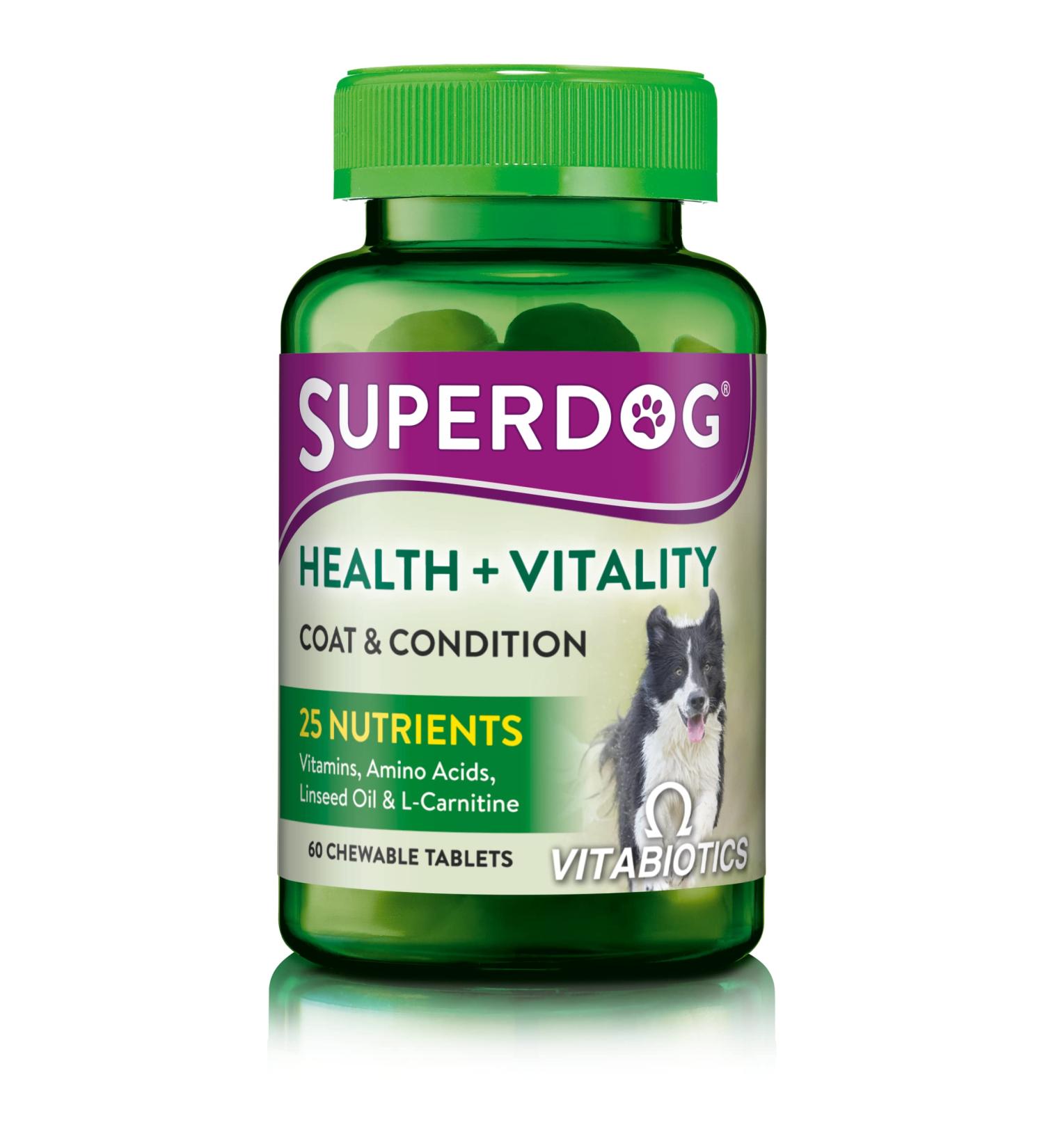 Vitabiotics Superdog Health and Vitality | Comprehensive Supplement For Dogs with Linseed Oil Ginseng & Vitamins A C D & E | From UK's No.1 Vitamin Company - Buy Online on SooperMarket.com