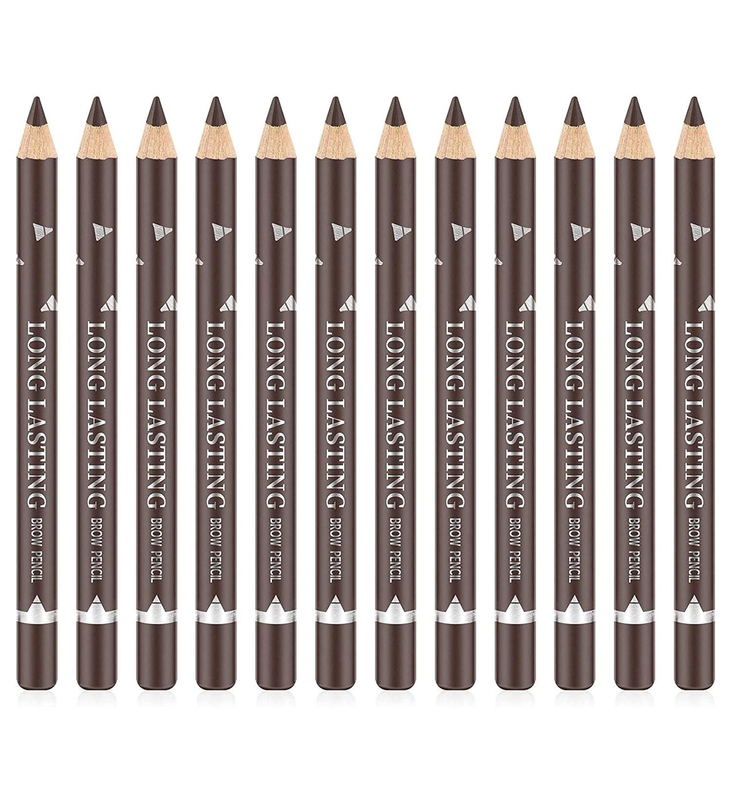 Go Ho 12 PCS Dark Brown Eyebrow Eyeliner Pencil Set - Waterproof Long-lasting Makeup Pencil Set, Brow Tint Pen - 12PC Dark Brown - Buy Online on SooperMarket.com