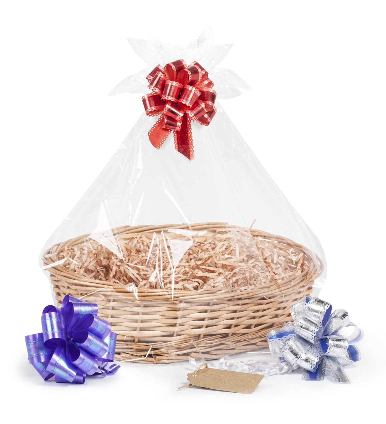DIY Wicker Gift Hamper Kit - Oval Basket for Christmas, Weddings, Baby Showers - Natural - Buy Online on SooperMarket.com