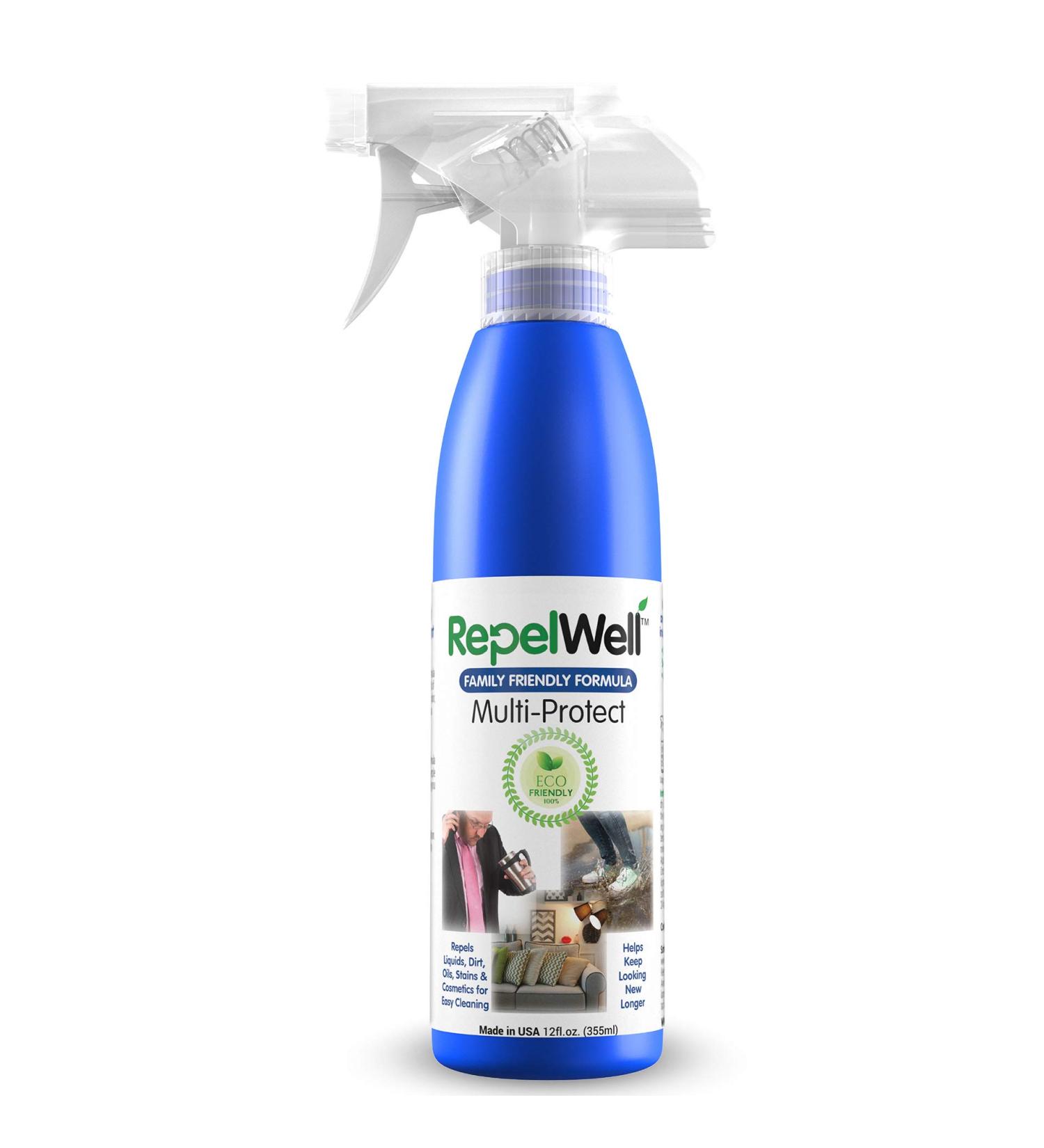 RepelWell Multi-Protect Stain & Water Repellent (12oz) Eco-Friendly  Pet-Safe Spray Keeps Your Belongings Clean  Dry and Looking Like New  Protects Fabric  Upholstery  Leather  Footwear & More Multi Protect 12oz - Buy Online on SooperMarket.com