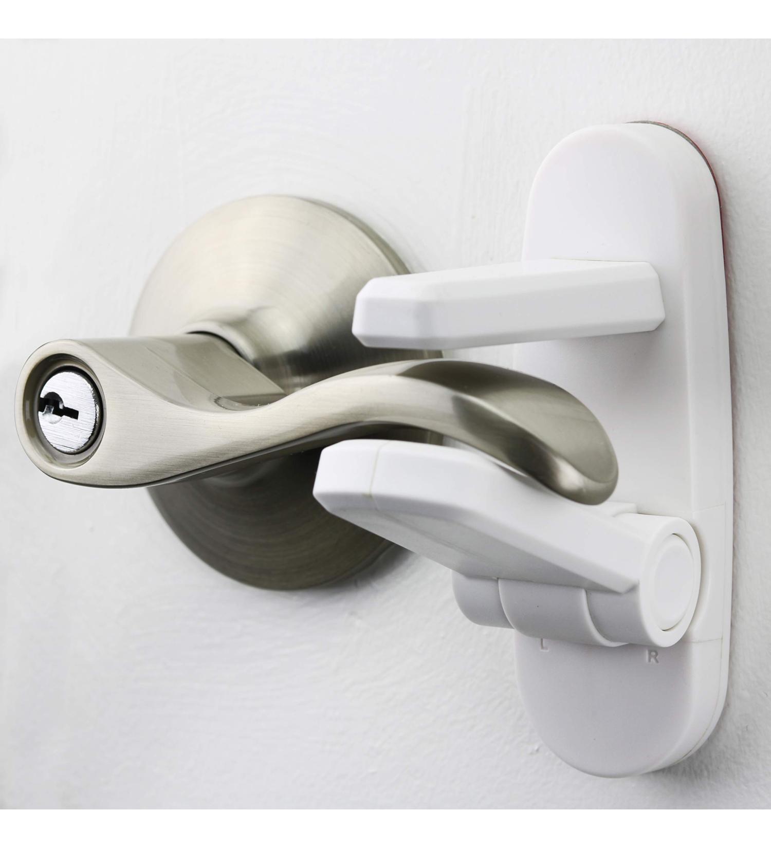 Improved Childproof Door Lever Lock (3 Pack) Prevents Toddlers from Opening Doors. Easy One Hand Operation for Adults. Durable ABS with 3M Adhesive Backing. Simple Install  No Tools Needed White 3 - Buy Online on SooperMarket.com