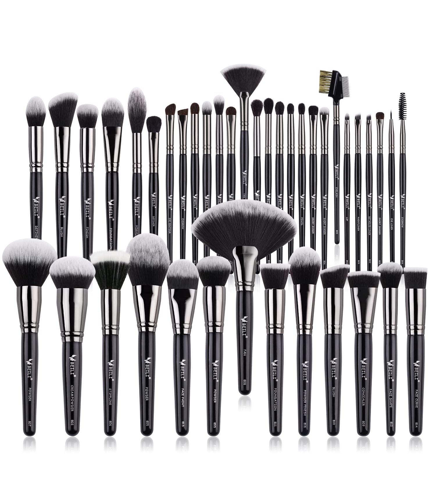BEILI 40Pcs Professional Synthetic Makeup Brush Set for Foundation Blending Face Powder Blush Eye Shadows - Premium Kabuki Brushes Kit - Buy Online on SooperMarket.com