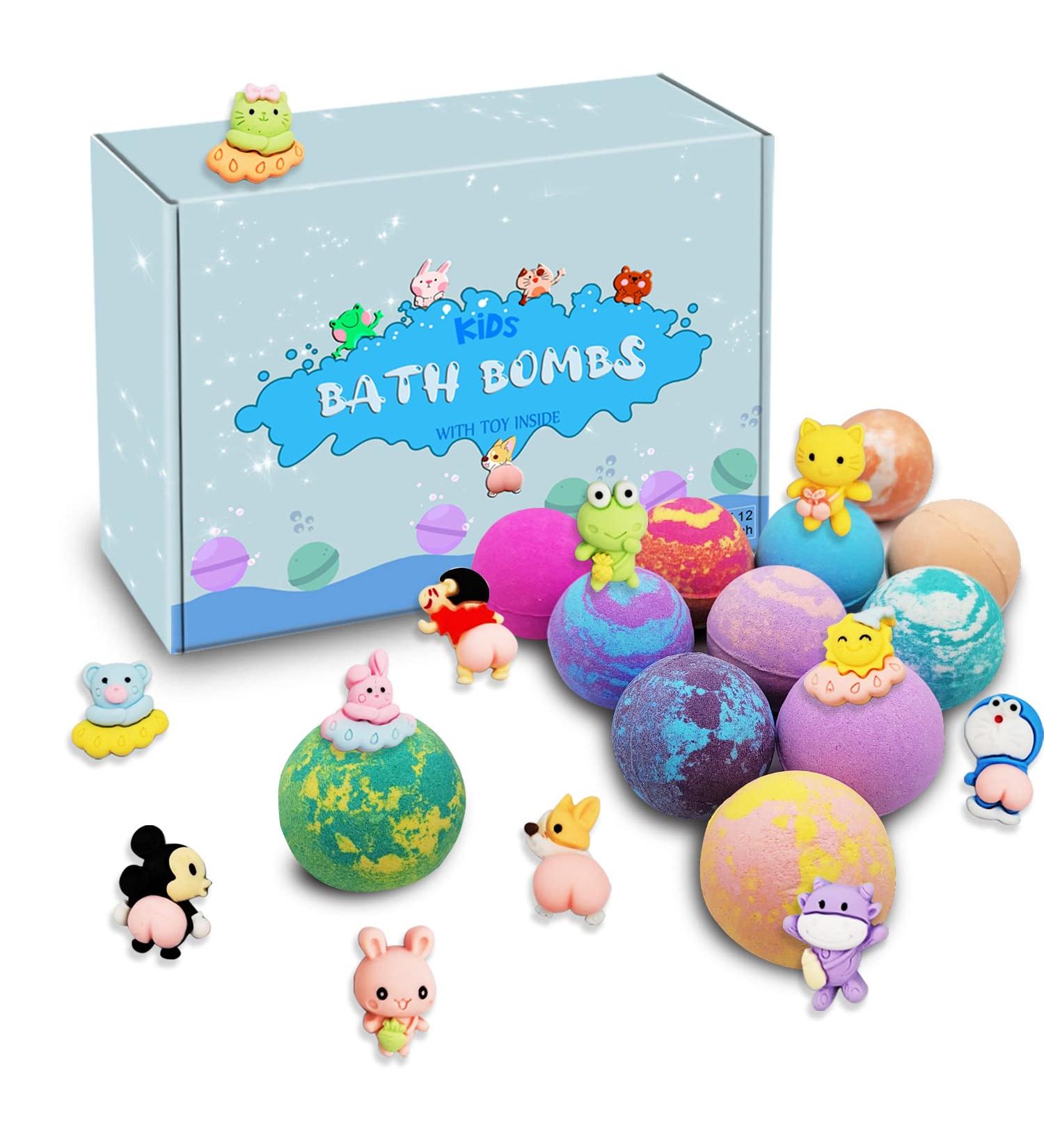 Kids Bath Bombs with Surprise Toys - 12 Pack Natural Bubble Fizzes Gift Set for Birthday & Christmas - Buy Online on SooperMarket.com