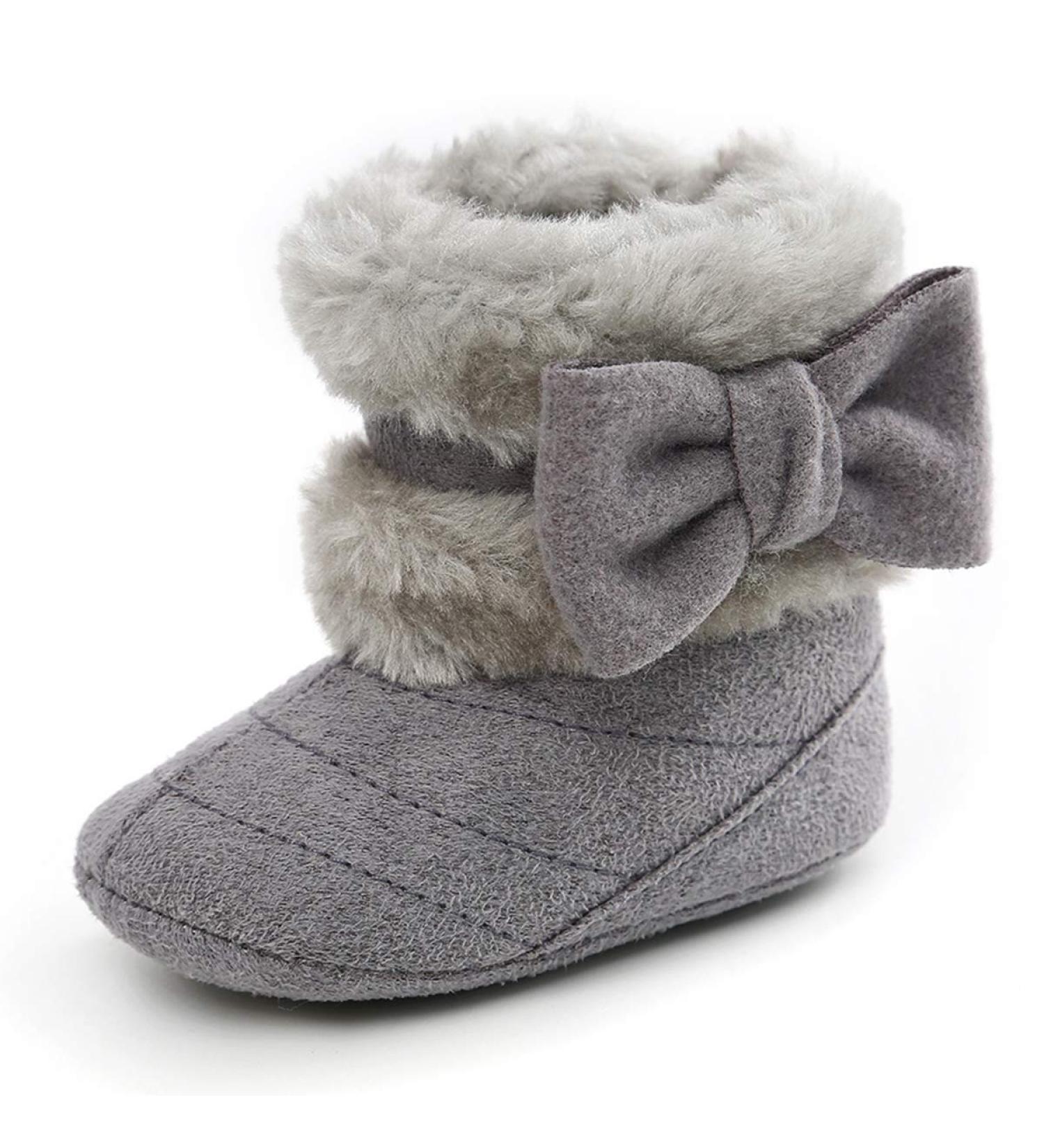 Yinuoday Winter Baby Girls Snow Boots - Warm Prewalker Newborn Shoes, Anti-Slip Infant Gray (6-12 Months) - Buy Online on SooperMarket.com