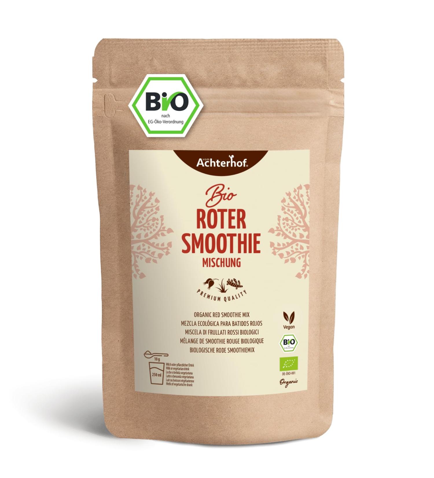 Red smoothie mixture organic 250g |With rosehip powder barley grass powder grape seed powder turmeric powder baobabulver camu camu powder |From the Roter Hof Roter Smoothie 250 g (1 Pack)