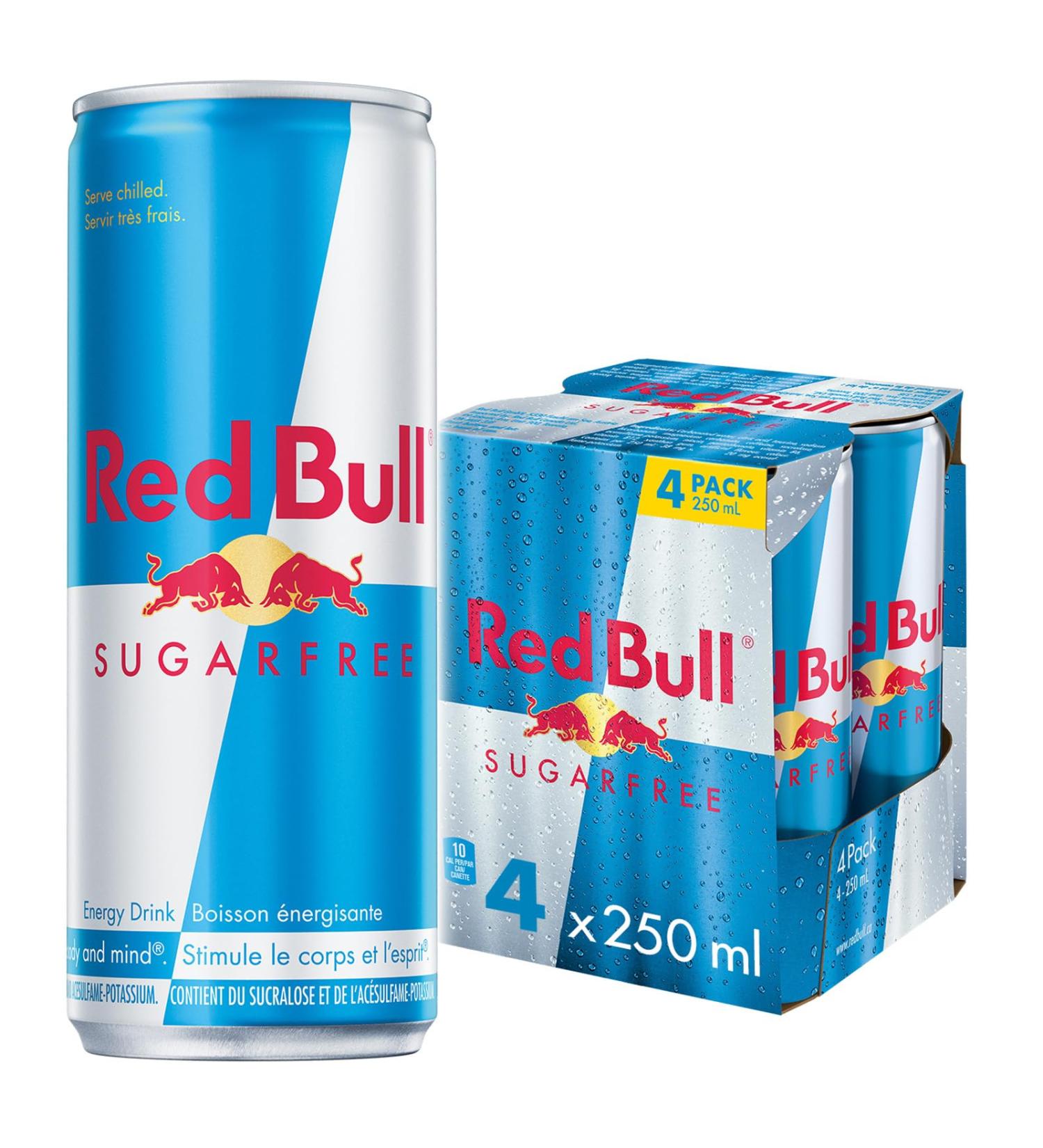 Red Bull Energy Drink Sugar Free 250 ml (4 pack) 250ml (Pack of 4) - Buy Online on SooperMarket.com
