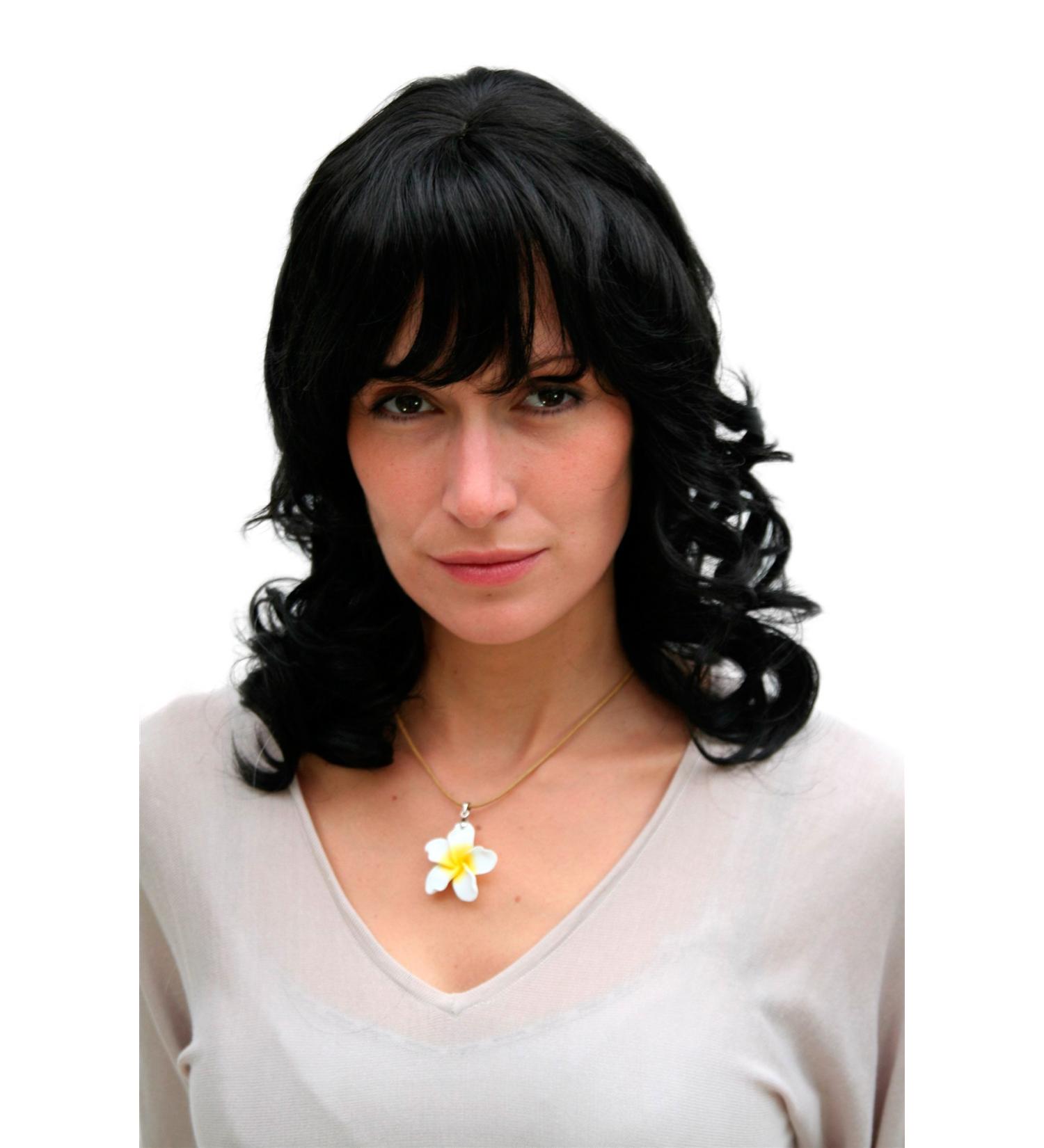 Buy WIG ME UP 6370-1B Black Shoulder Length Curly Wig with Bangs - 40 cm | International Shipping Available - Buy Online on SooperMarket.com
