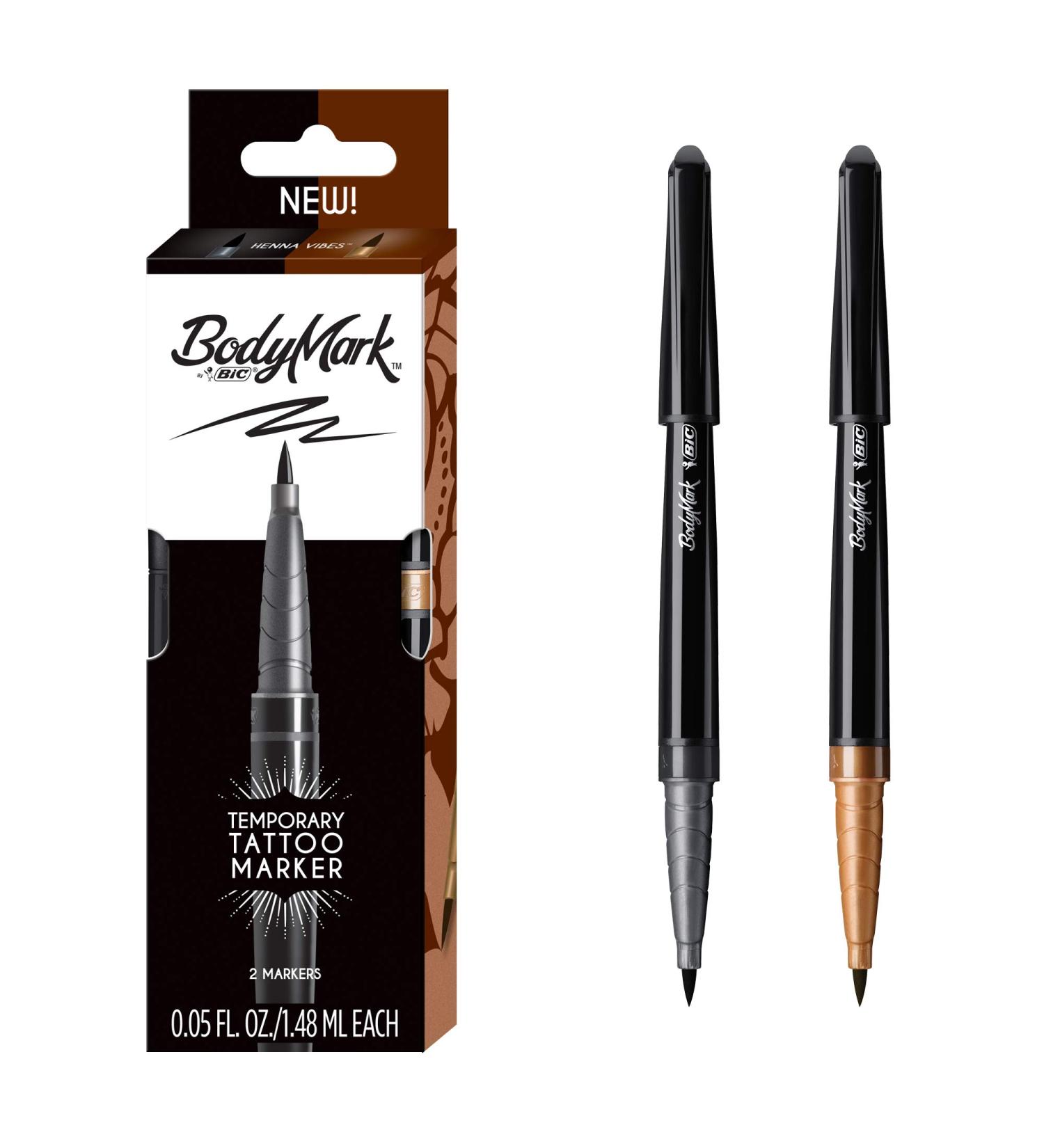 BIC BodyMark Temporary Tattoo Marker 2-Count Set - Henna Vibes in Black & Brown Ink - Buy Online on SooperMarket.com