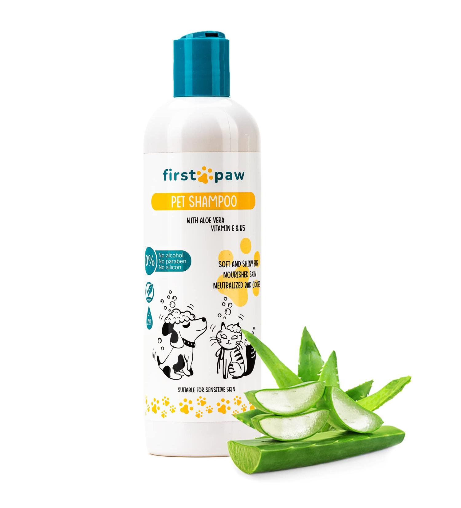 FIRSTPAW 300ml Vegan Pet Shampoo - Aloe Vera Formula for Puppies Dogs & Cats | Best for Sensitive Skin | All Breeds & Fur Types - Buy Online on SooperMarket.com