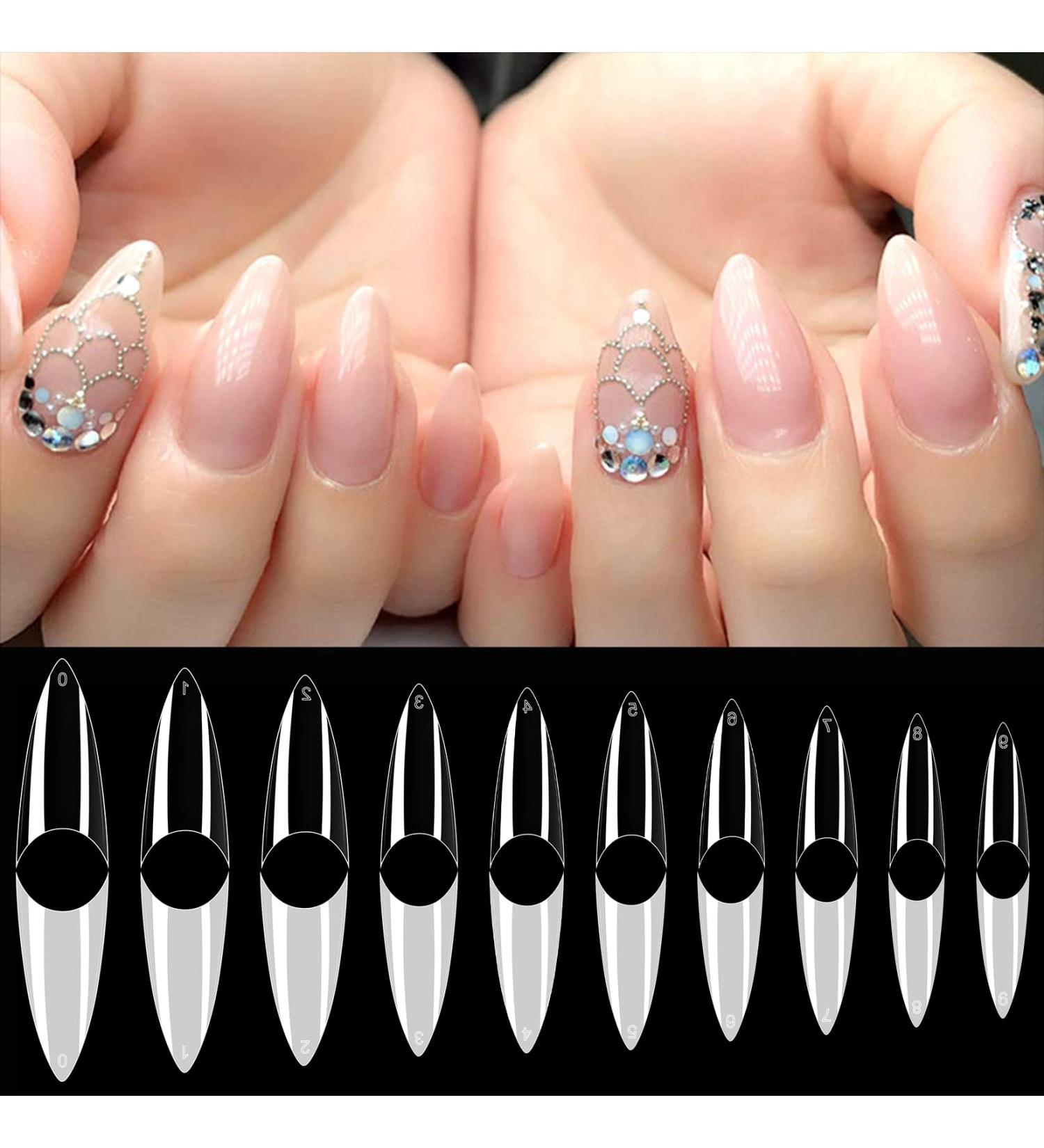 AORAEM Stiletto Nail Tips - 1000Pcs Acrylic False Nails Set with Bag (Short Clear+Natural) - Buy Online on SooperMarket.com