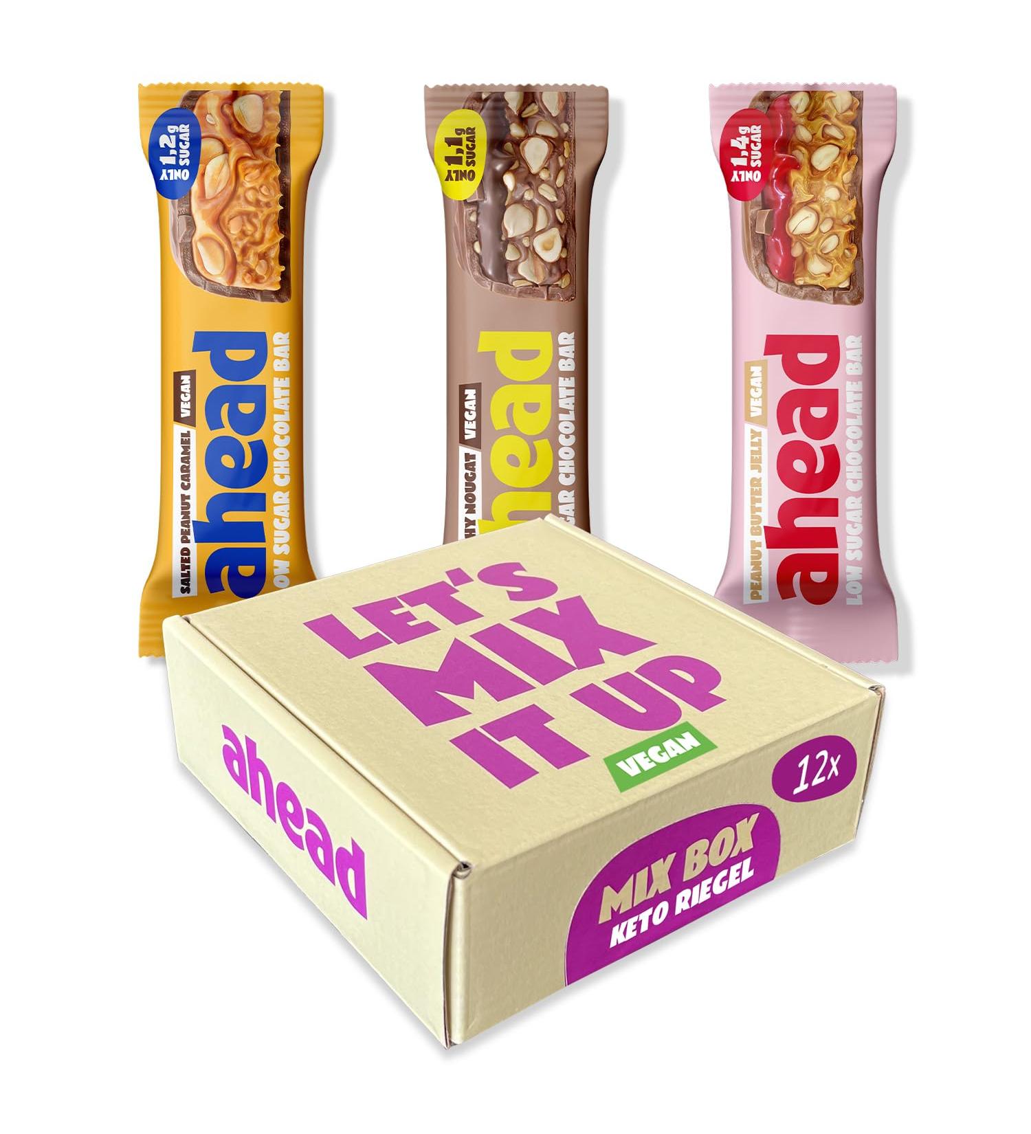 AHEAD Vegan Keto Bar Sample Pack 12 Low Sugar Chocolate Bars (Max 1.7g Sugar) Perfect for Healthy Snacking - Buy Online on SooperMarket.com