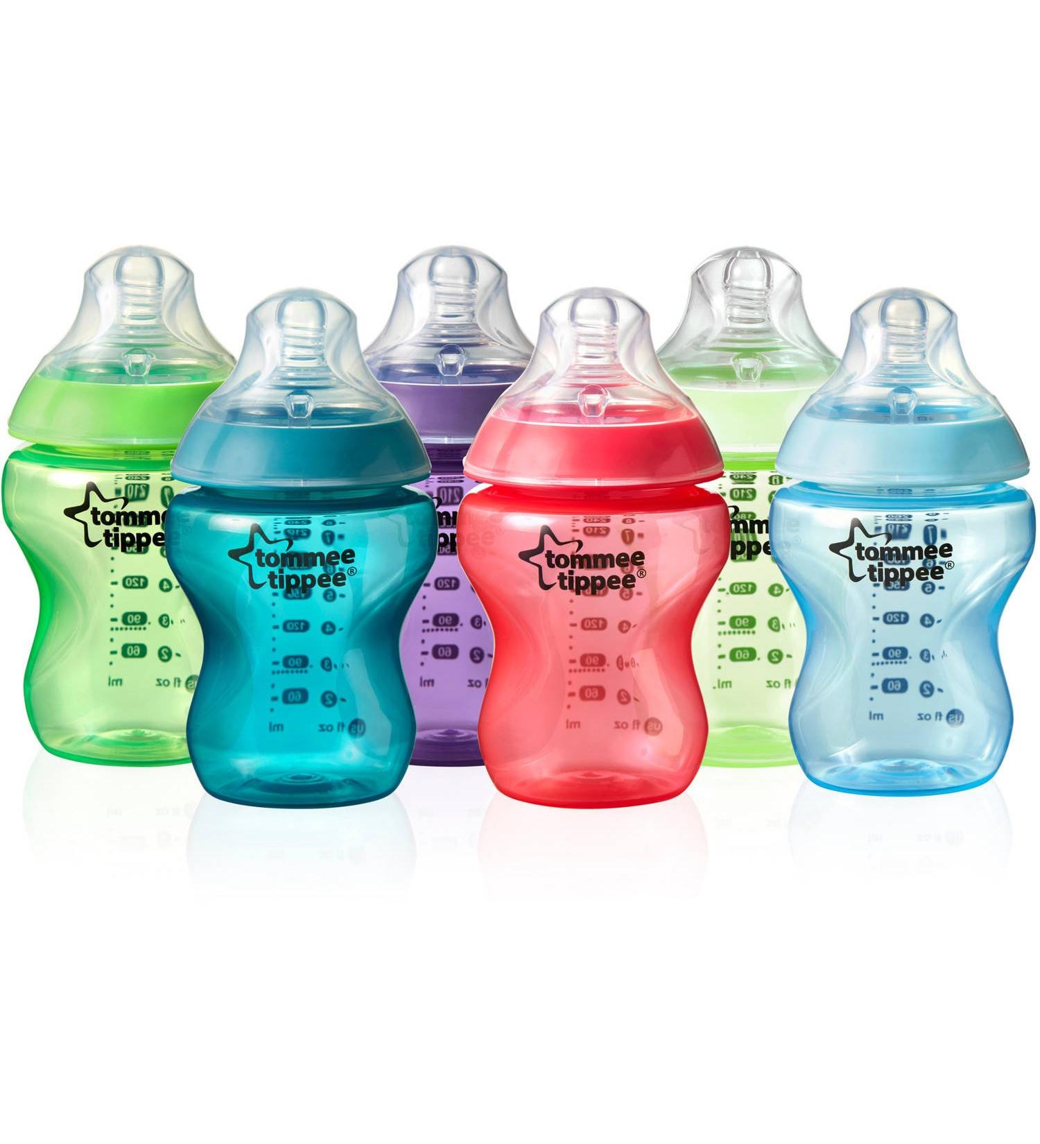Tommee Tippee 522597 Closer to Nature 9-oz Fiesta Colored Baby Bottles  6pk