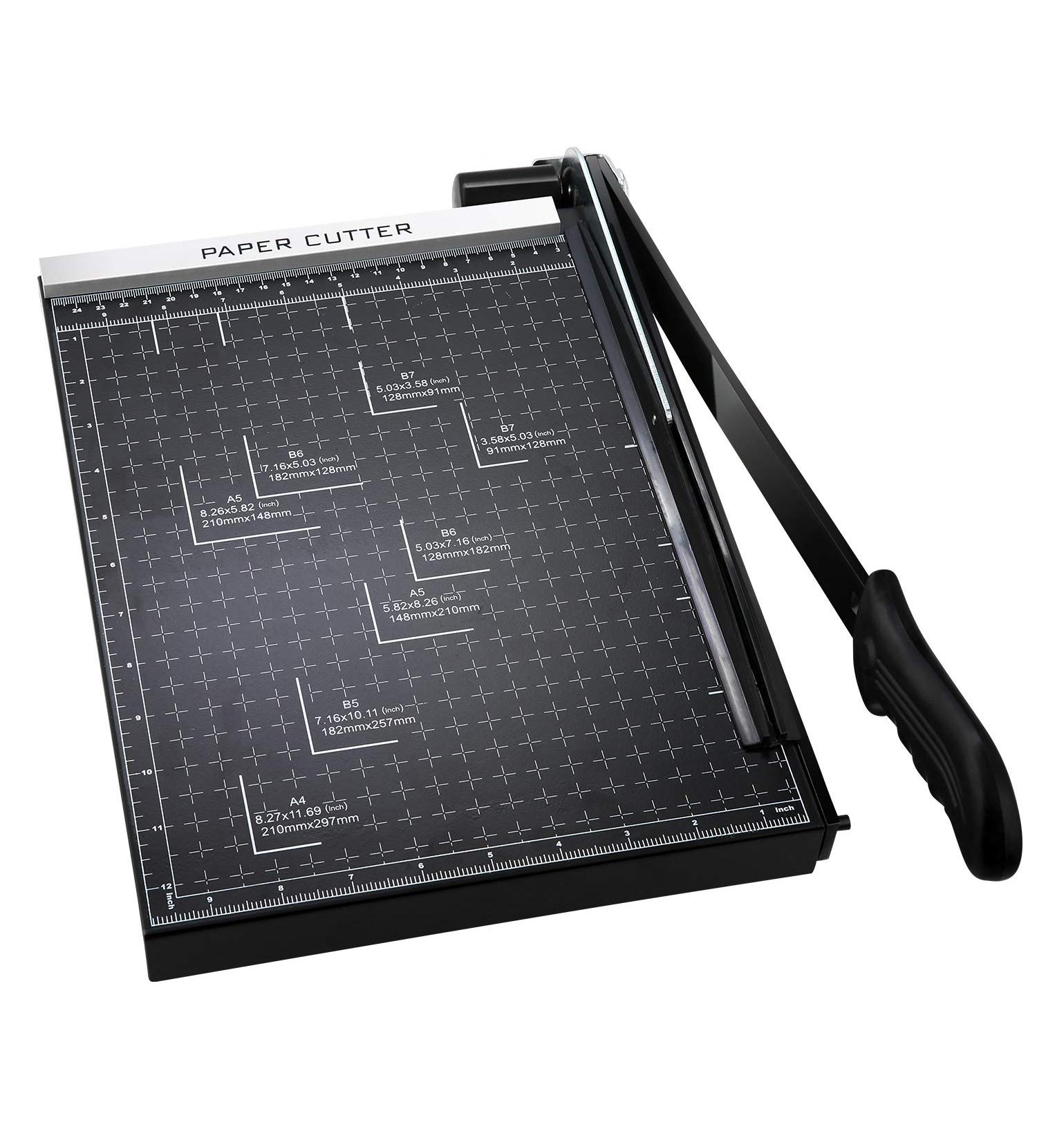 Paper Trimmer  A4 Paper Cutter Guillotine with Heavy Duty Gridded Base Cut Length 12 Sheets Capacity  Cutting Paper Machine for Home Office (Black) - Buy Online on SooperMarket.com