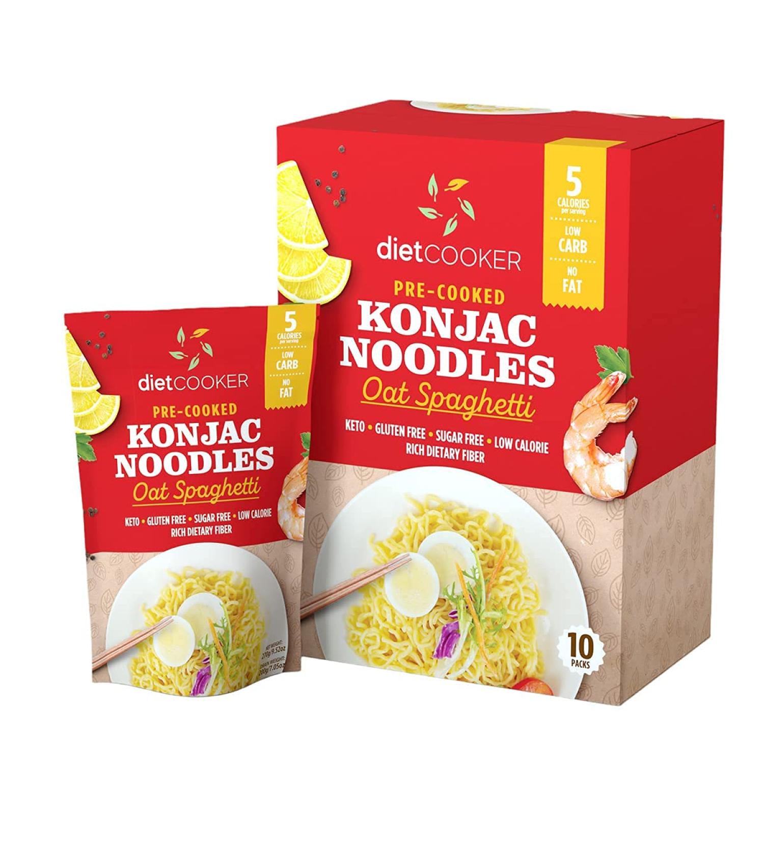 (Pack of 10) DIET COOKER Premium Konjac Noodles - 9.52 oz | Shirataki Noodle Keto & Vegan Friendly, Odor Free, Low Calorie Pasta with Zero Net Carbs - Healthy Diet Food - Buy Online on SooperMarket.com