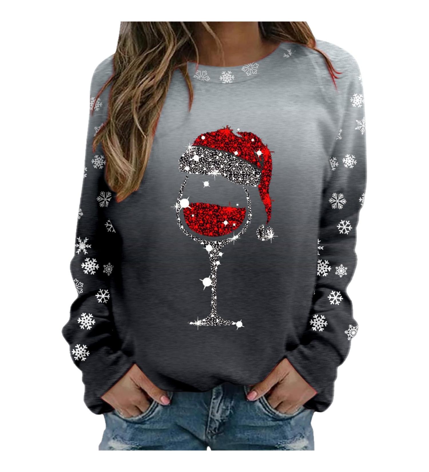 Women's Christmas Snowman Penguin Print Sweatshirt - Black, Size L - Buy Online on SooperMarket.com