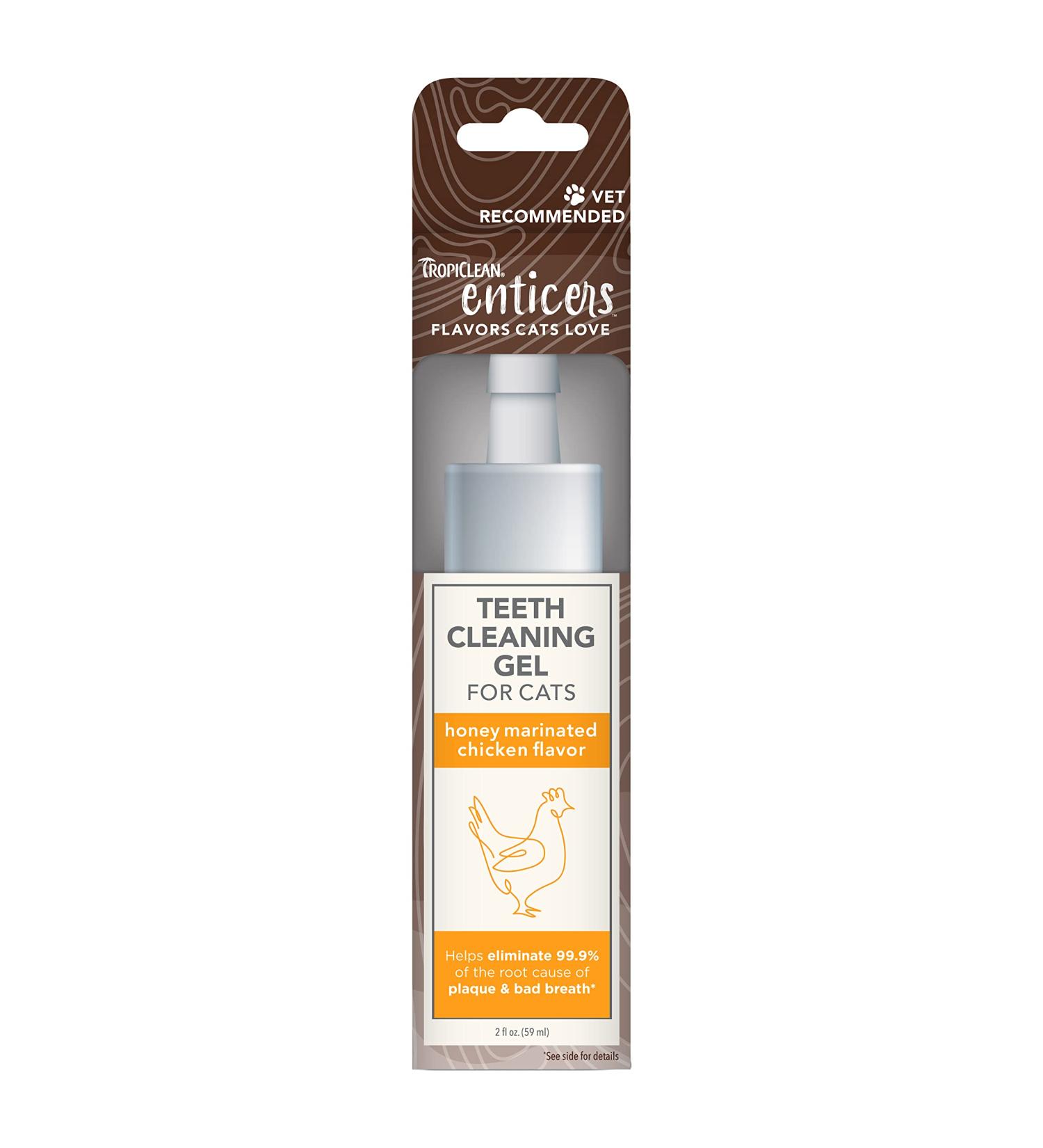 TropiClean Enticers Teeth Cleaning Gel for Cats - Honey Marinated Chicken Flavor 2oz - Dental Gel - Helps Remove The Source of Bad Breath and Plaque- Flavor Cats Love - No Brushing Honey Marinated Chicken 59 g (Pack of 1) Cats - Buy Online on SooperMarket.com