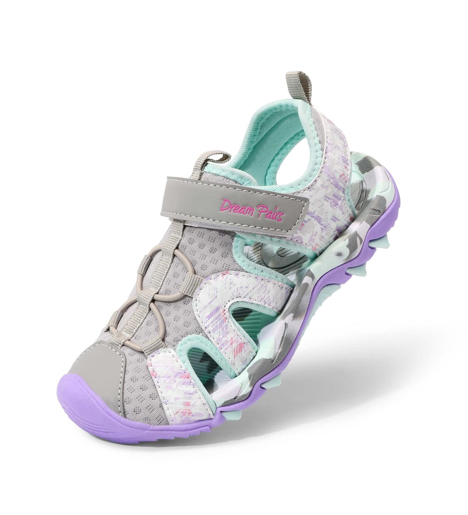 DREAM PAIRS Kids Sandals - Boys & Girls Outdoor Summer Sport Velcro Shoes - Light Grey Purple - 33 EU - Buy Online on SooperMarket.com