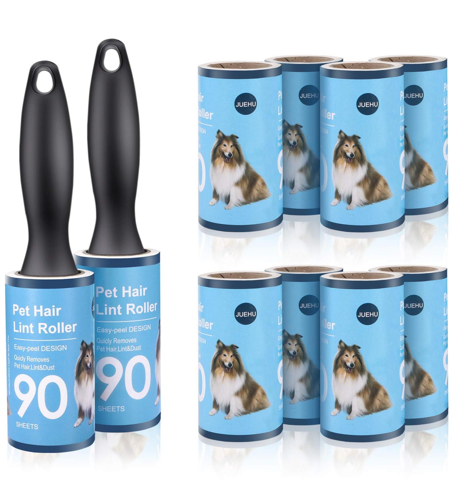 Juehu Lint Roll - 10 Pack 900 Sheets Fast & Easy Clothing Lint Roller with 2 Handles - Perfect for Dust Hair & Fluff Removal - Buy Online on SooperMarket.com