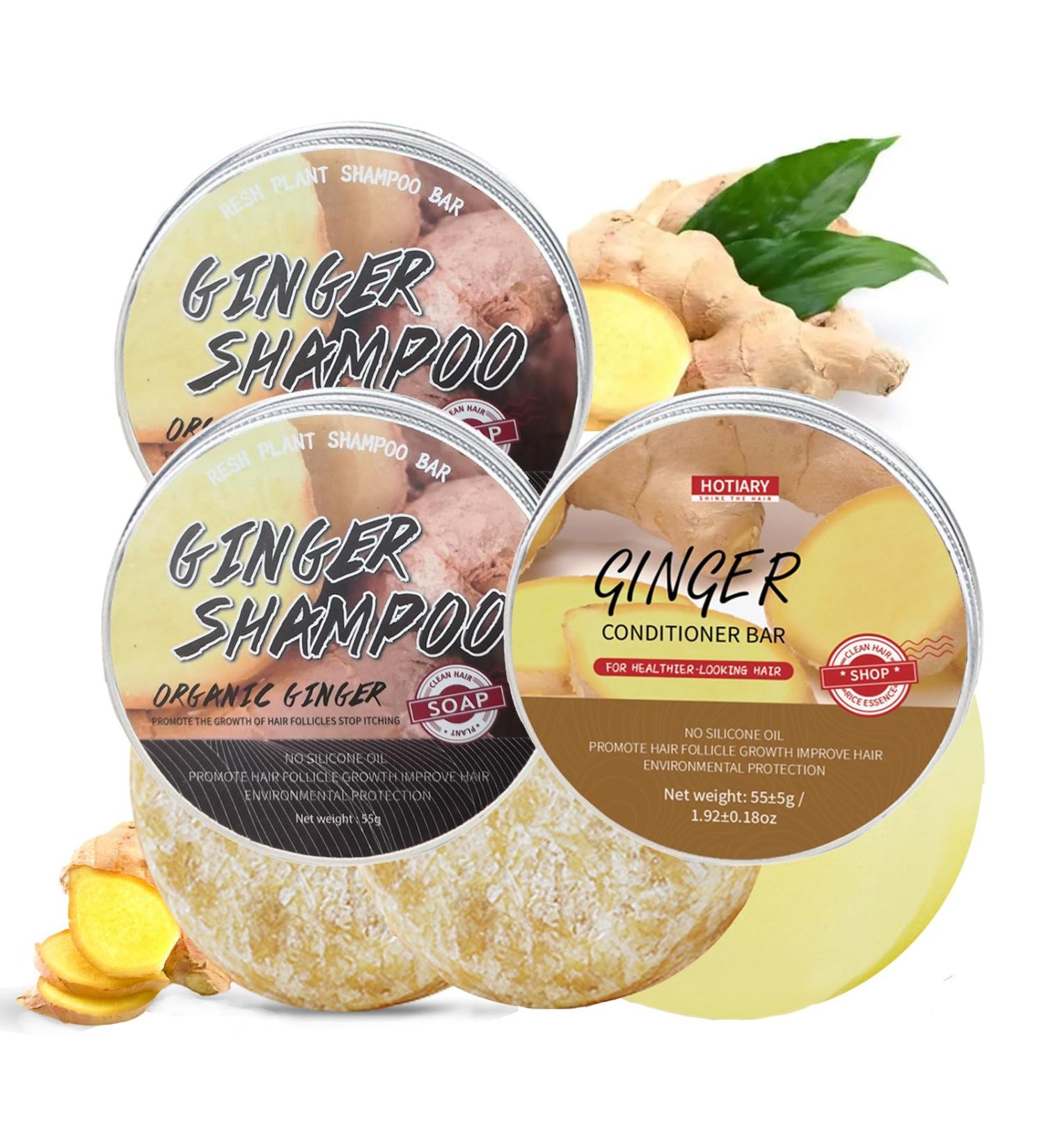 Ginger Hair Growth Shampoo Bar & Conditioner Set | Natural Anti Hair Loss PH Balanced Silicone-Free | Boost Hair Regrowth - Buy Online on SooperMarket.com