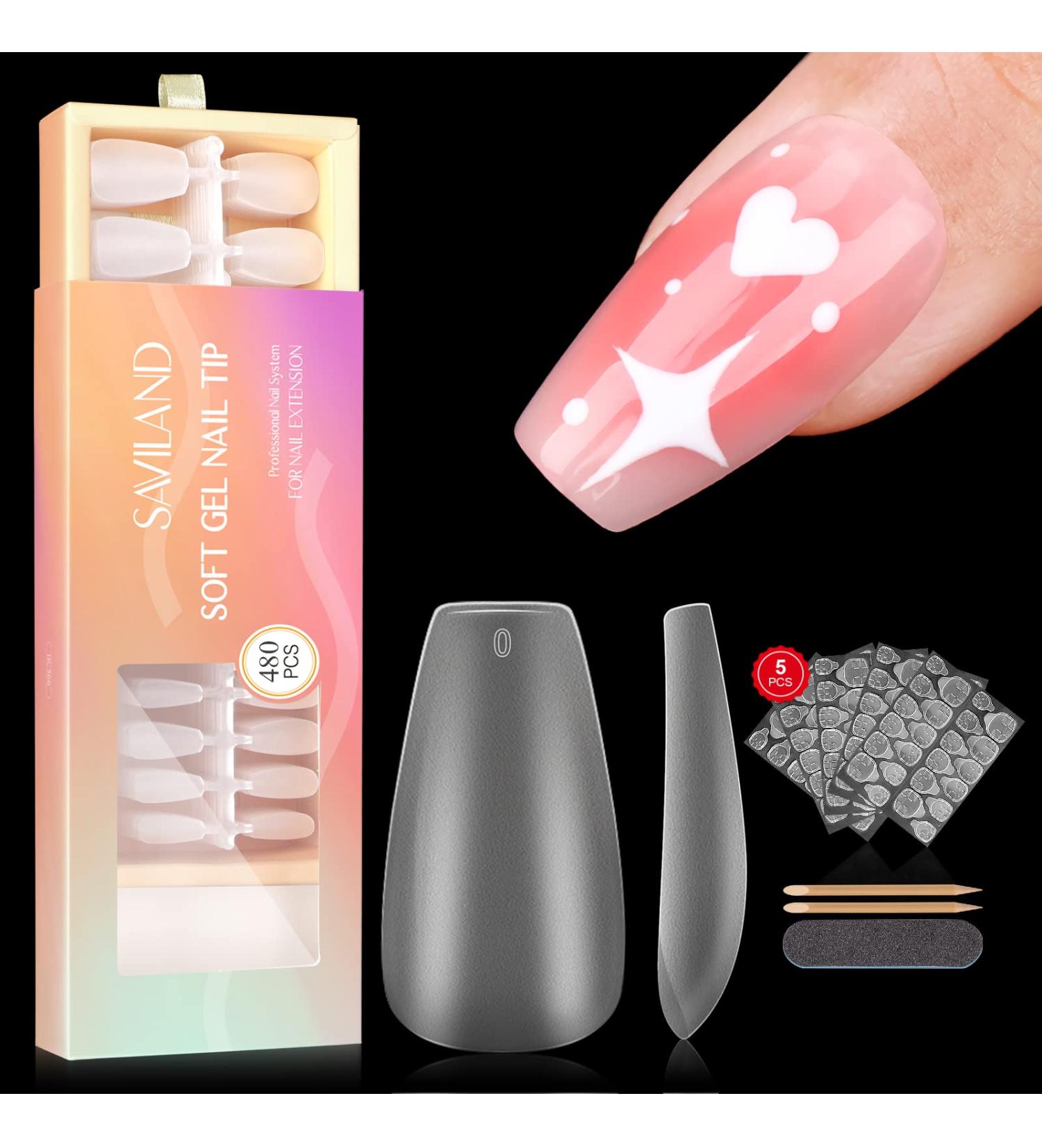 Saviland Soft Nail Gel Tips - 480PCS Short Coffin Full Cover Matte False Nail Tips for DIY Nail Art & Extensions - Perfect Valentine Gift - Buy Online on SooperMarket.com