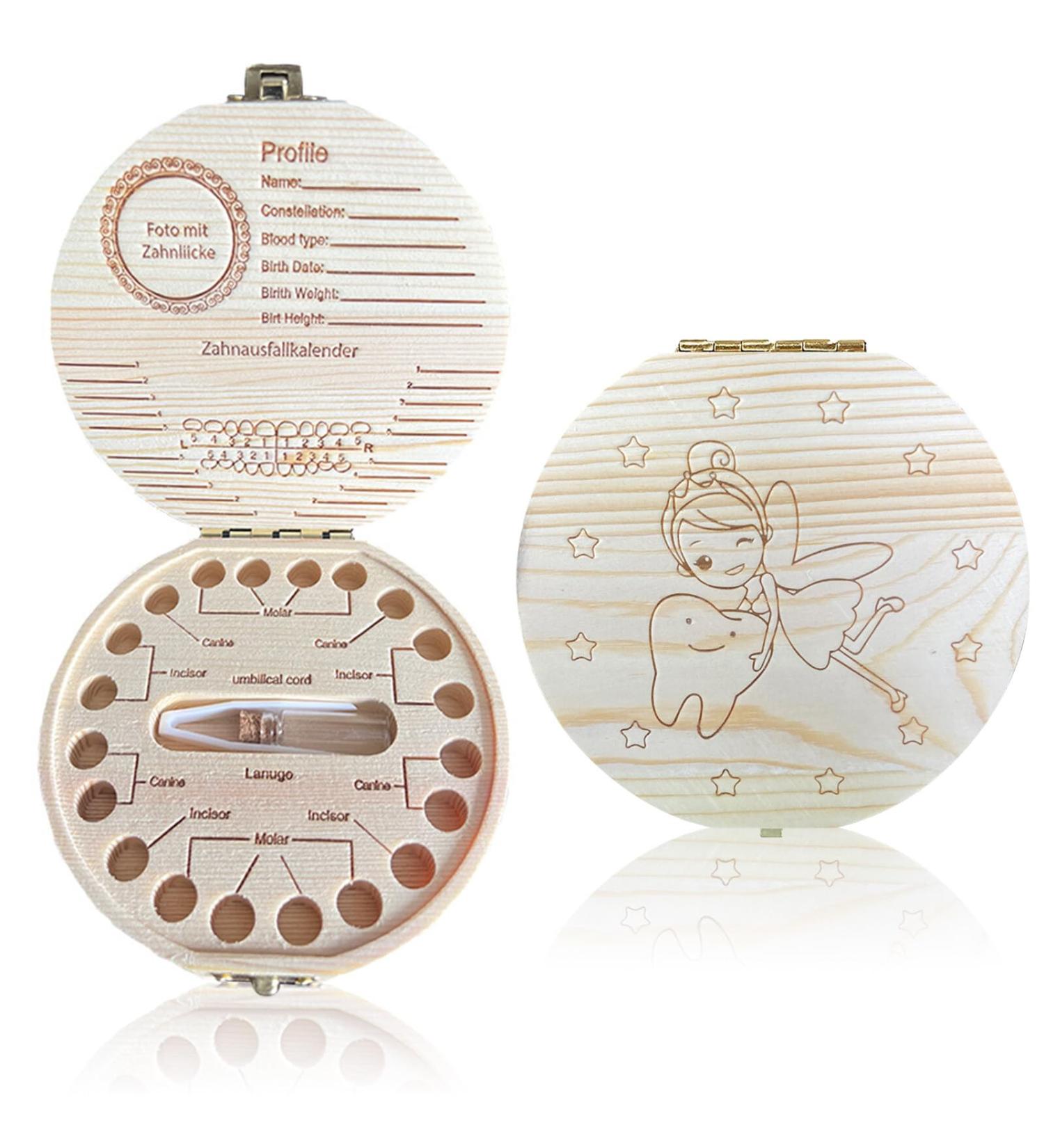 Wooden Baby Tooth Box Keepsake Organizer for Kids - Teeth Storage Souvenir - Buy Online on SooperMarket.com