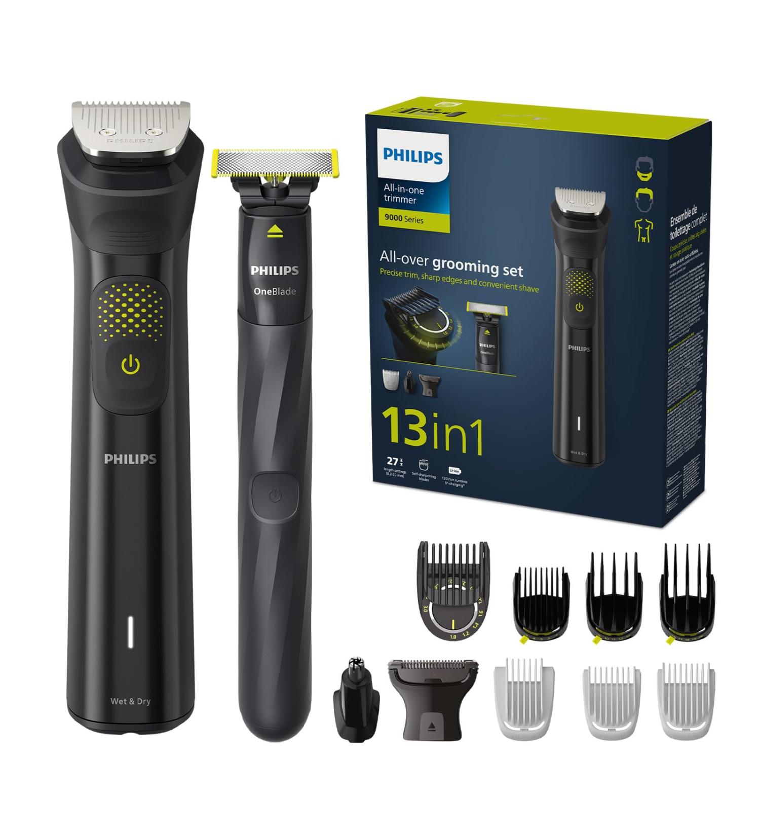 Philips Series 9000 13-in-1 Trimmer + OneBlade Grooming Set | MG9530/15 | 27 Length Settings | USB-A | Precise Trim & Shave - Buy Online on SooperMarket.com