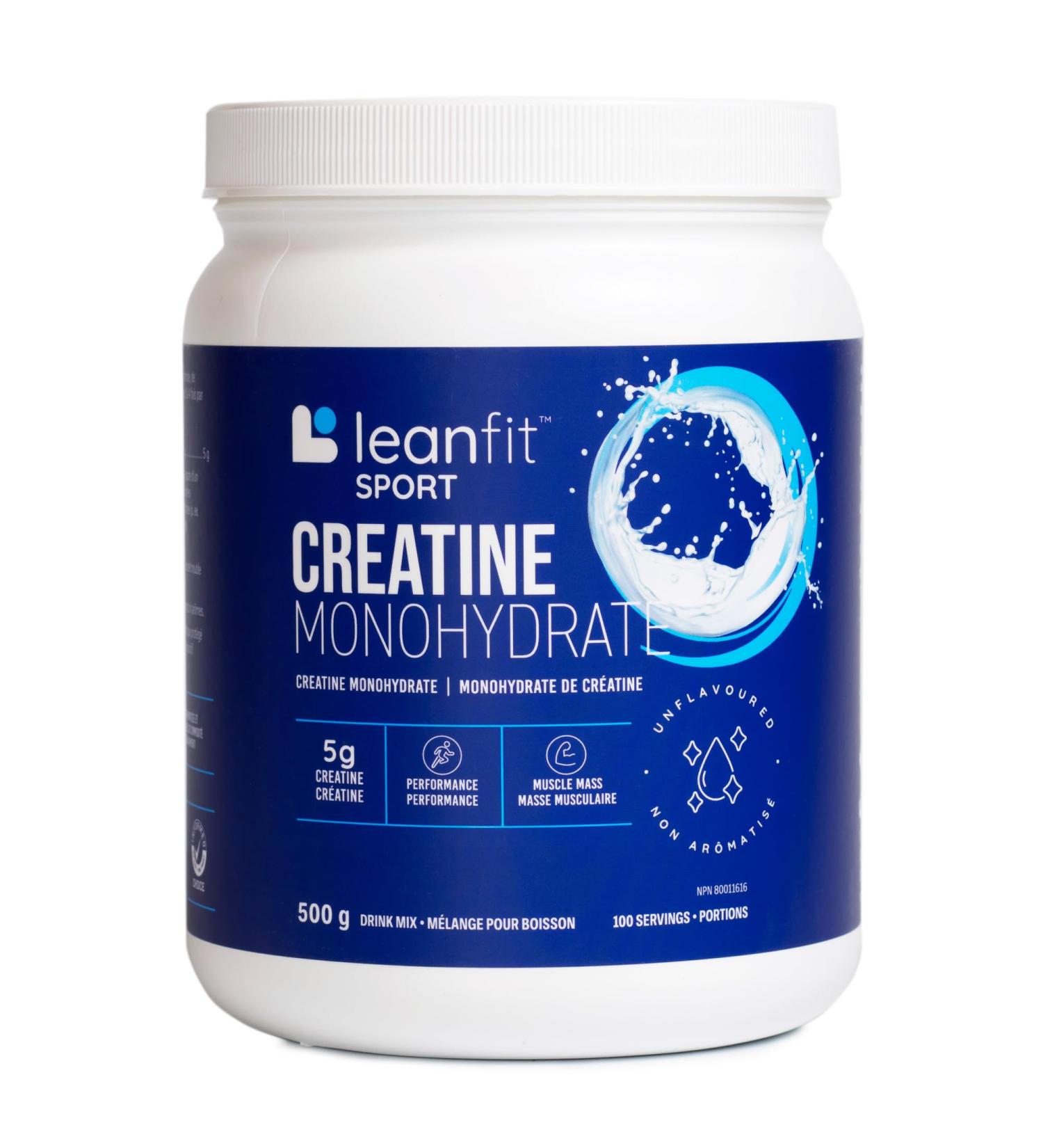 LEANFIT SPORT CREATINE MONOHYDRATE Powder Unflavoured - Creatine Supplement for Increased Muscle Mass Enhanced Energy & Improved Performance - Informed Choice Certified Micronized & Pharmaceutical Grade Creatine Gluten-Free Vegan - 5g Creatine Per Serving - Buy Online on SooperMarket.com