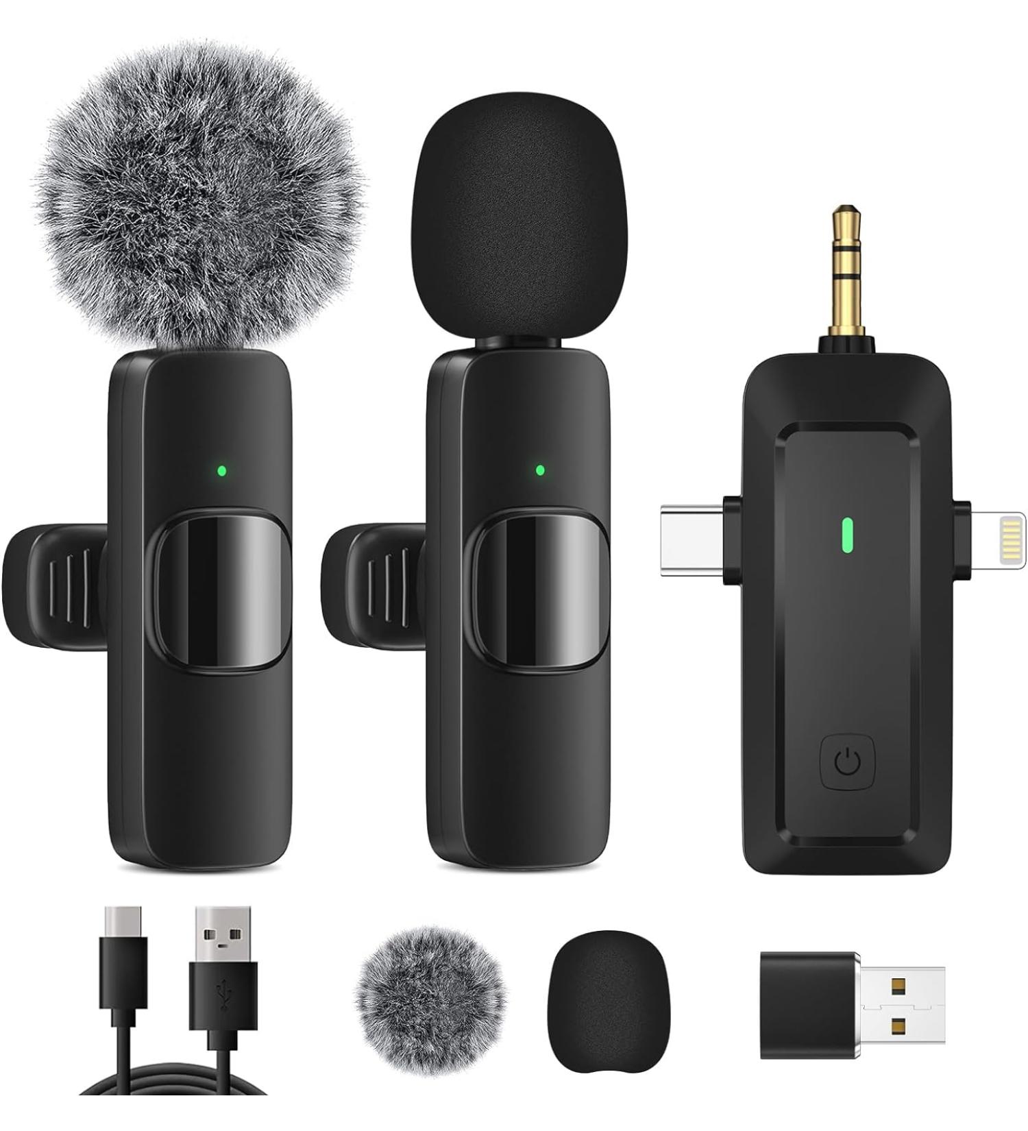 HMKCH Wireless Lavalier Microphone for iPhone Android Phone Camera Computer Laptop Professional Dual Lapel Mic with USB-C 3.5mm USB Plug for Video Recording Vlog YouTubeTikTok - Buy Online on SooperMarket.com