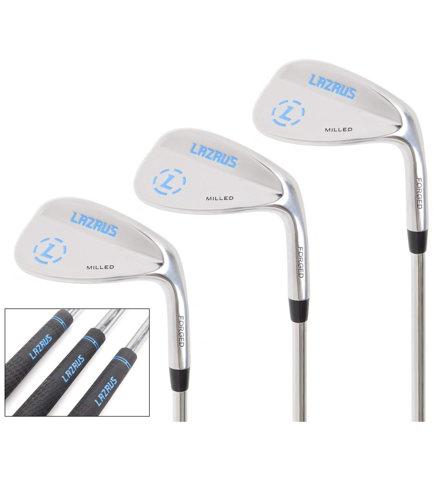 LAZRUS Premium Forged Golf Wedge Set for Men - 52 56 60 Degree Wedges with Milled Face - Right Handed - More Spin - Silver 52 56 60 Set - Buy Online on SooperMarket.com